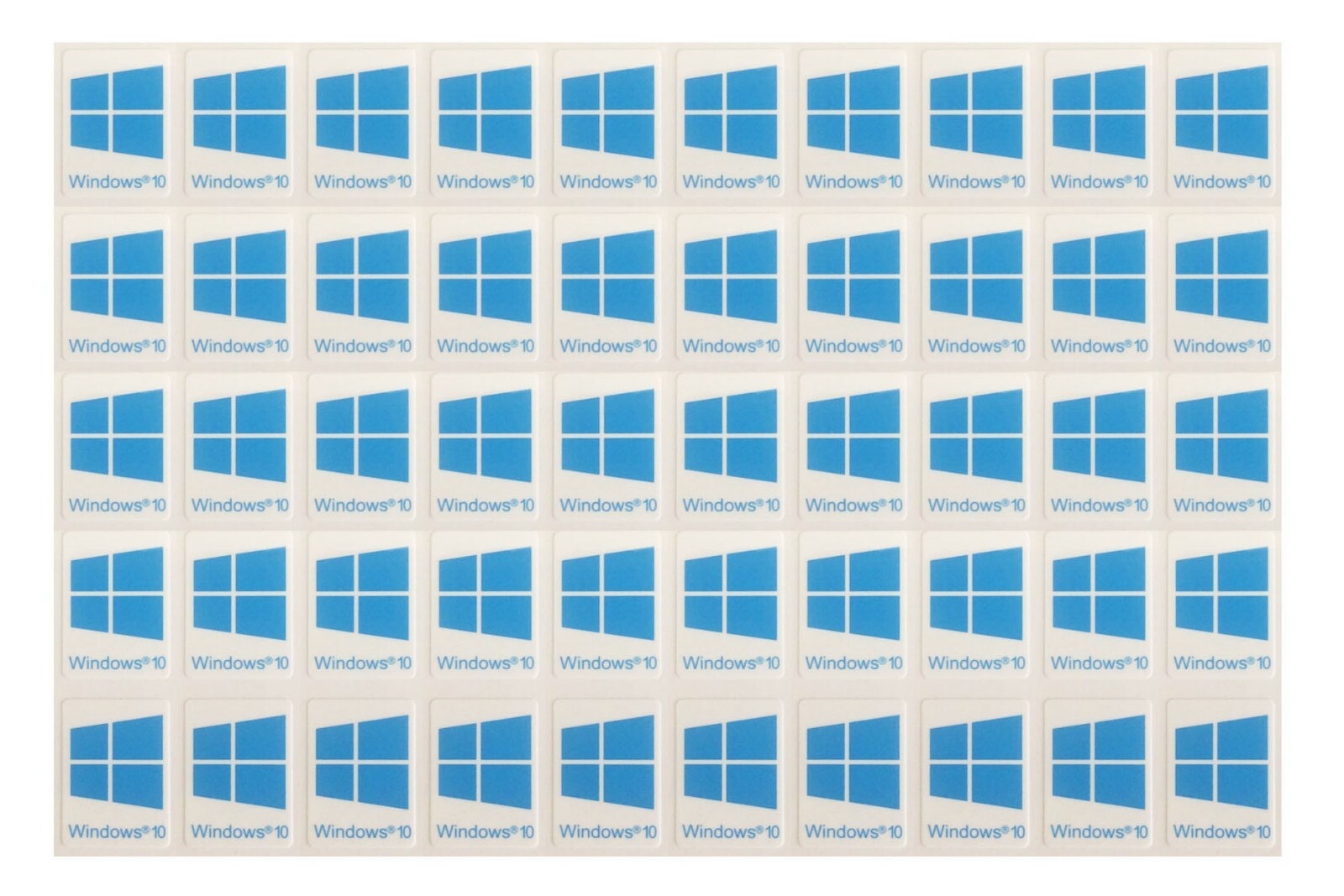50 PCS for Window 10 Blue Sticker Badge Logo Decal Cyan Color 22mm x 16mm