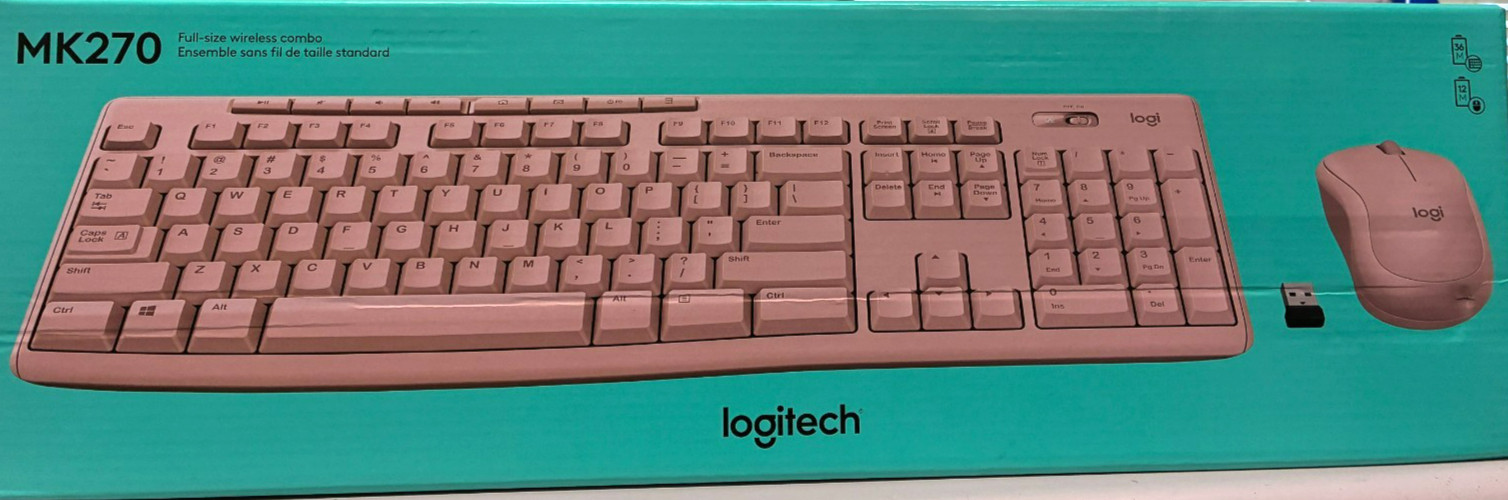 Logitech – MK270 – Wireless Keyboard and Mouse Combo – Pink
