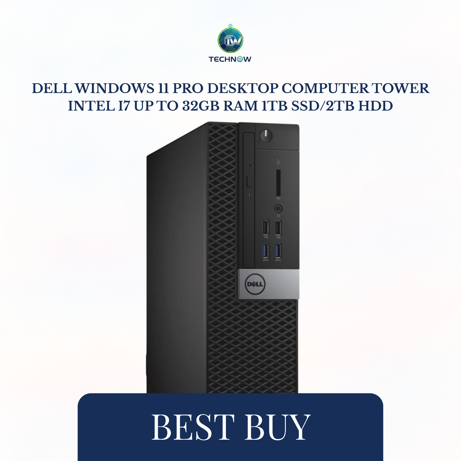 Dell Windows 11 Pro Desktop Computer M Tower Intel i7 Up To 32GB RAM 2TB SSD/HDD