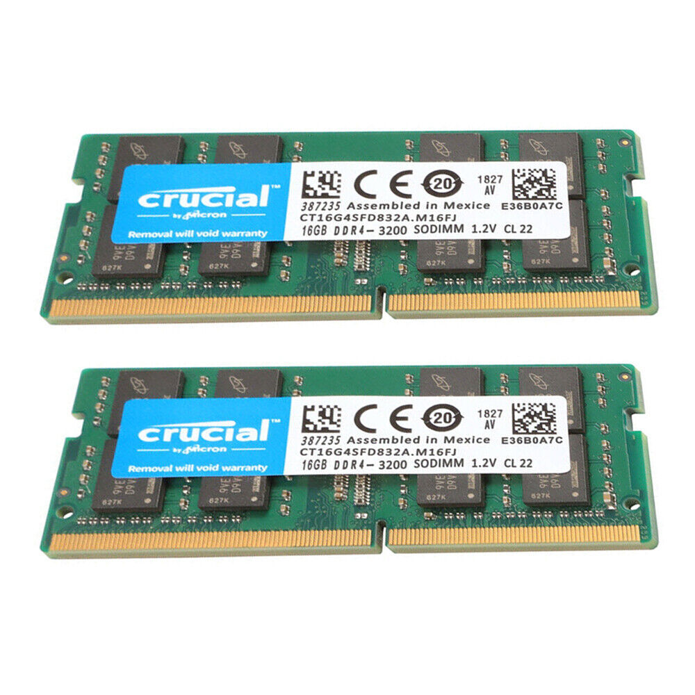 CRUCIAL DDR4 16GB 3200 2x PC4-25600 Laptop Memory RAM SODIMM 2Pcs 16GB 3200MHZ