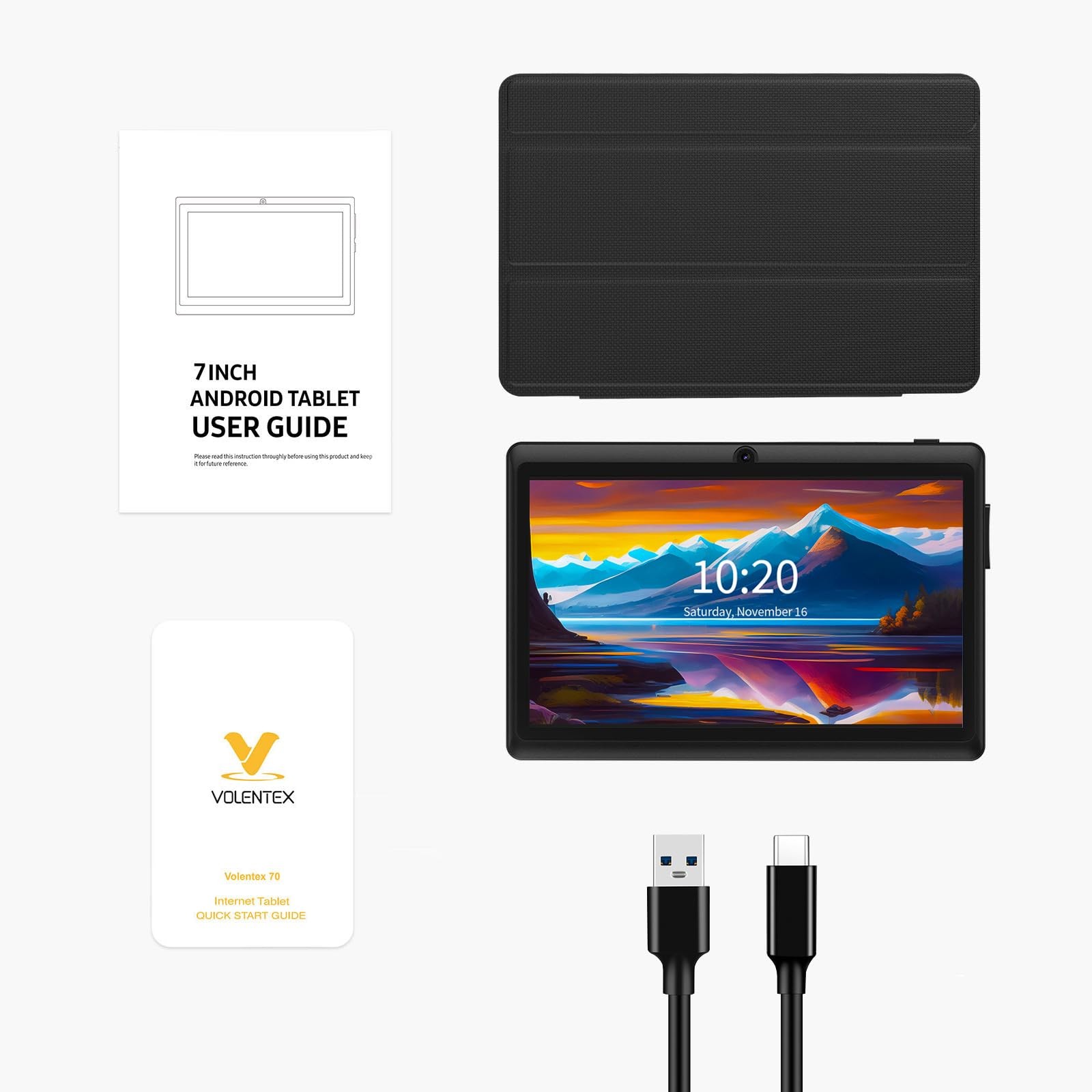 VOLENTEX 7 Inch Tablet, Quad Core Android 13 OS, 32GB ROM, WiFi, Bluetooth, D…
