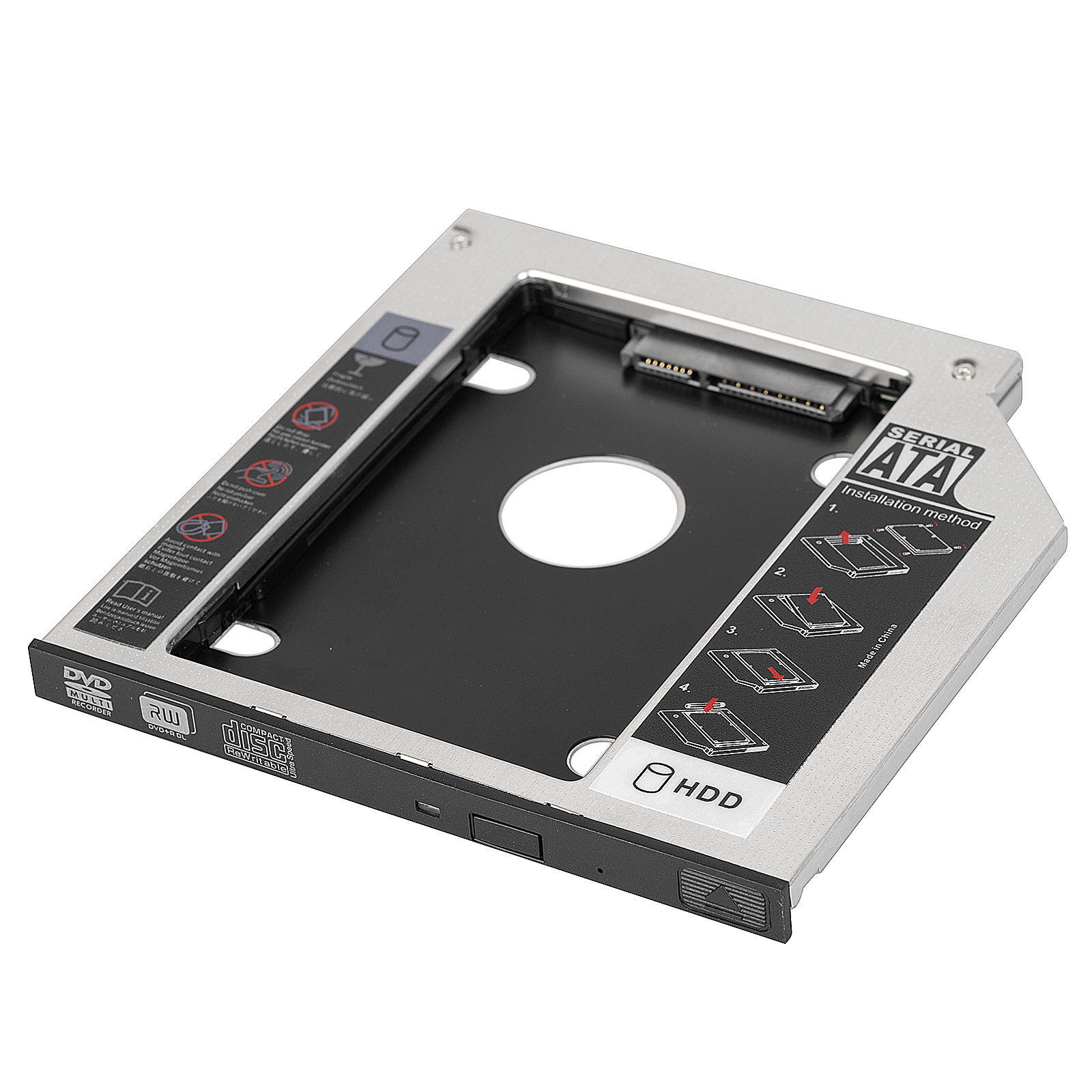 12.7mm HDD Caddy 2.5in SATA SSD Case for Laptop Second Hard Drive Internal Tray