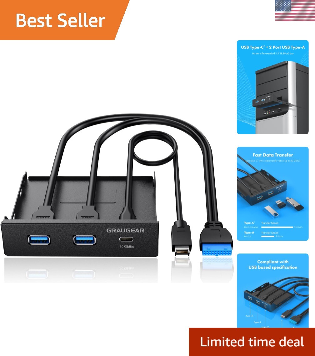 High-Speed USB Hub (20Gbps) for 3.5 Inch PC Cases – Plug and Play Convenience
