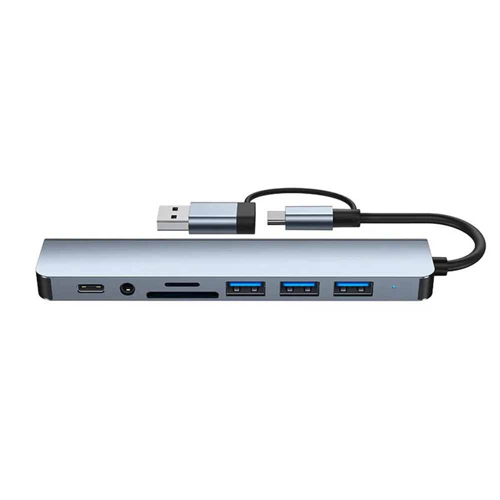 Multi Memory Card Reader 8 in 1 USB Splitter TF/SD Adapter USB C USB Hub 3.0 USA