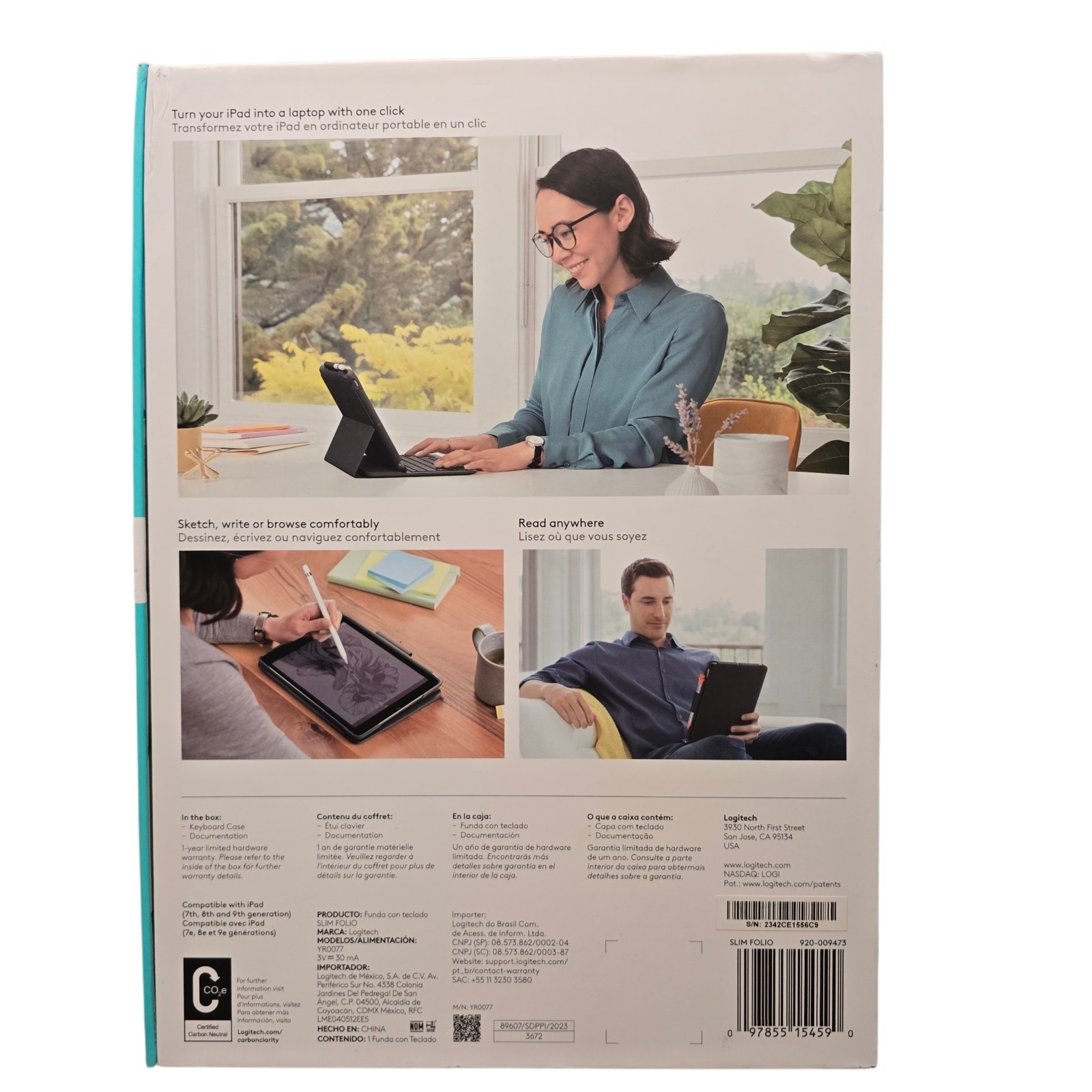 Logitech iPad 7/8/9 Gen Keyboard Case Slim Folio Wireless 920-009473 – Graphite