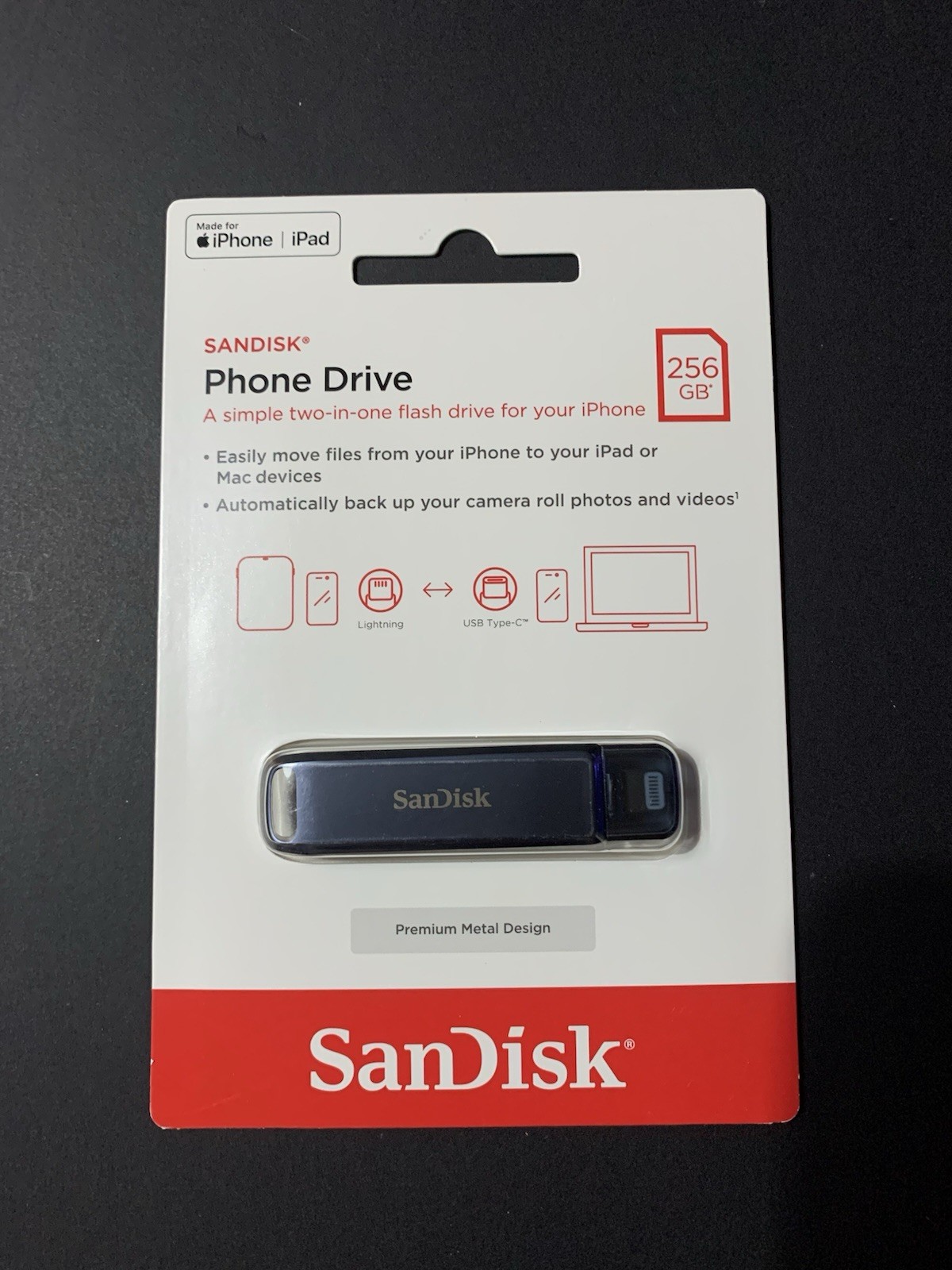 SanDisk SDIXD0N-256G-AW6ME Phone Drive 256GB USB Flash Drive for iPhone NEW
