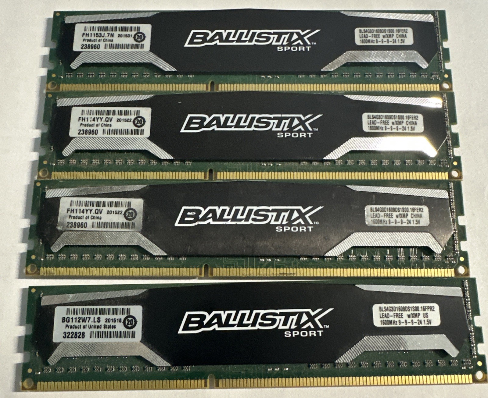 16GB Crucial Ballistix Sport 4 x 4GB DDR3-1600MHz Desktop Ram BLS4G3D1609DS1S00