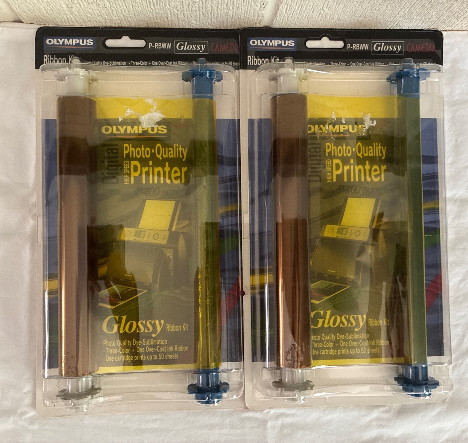(2) Olympus P-400 Series Ribbon Kit P-RBWW Glossy Photo Print 50 Sheets