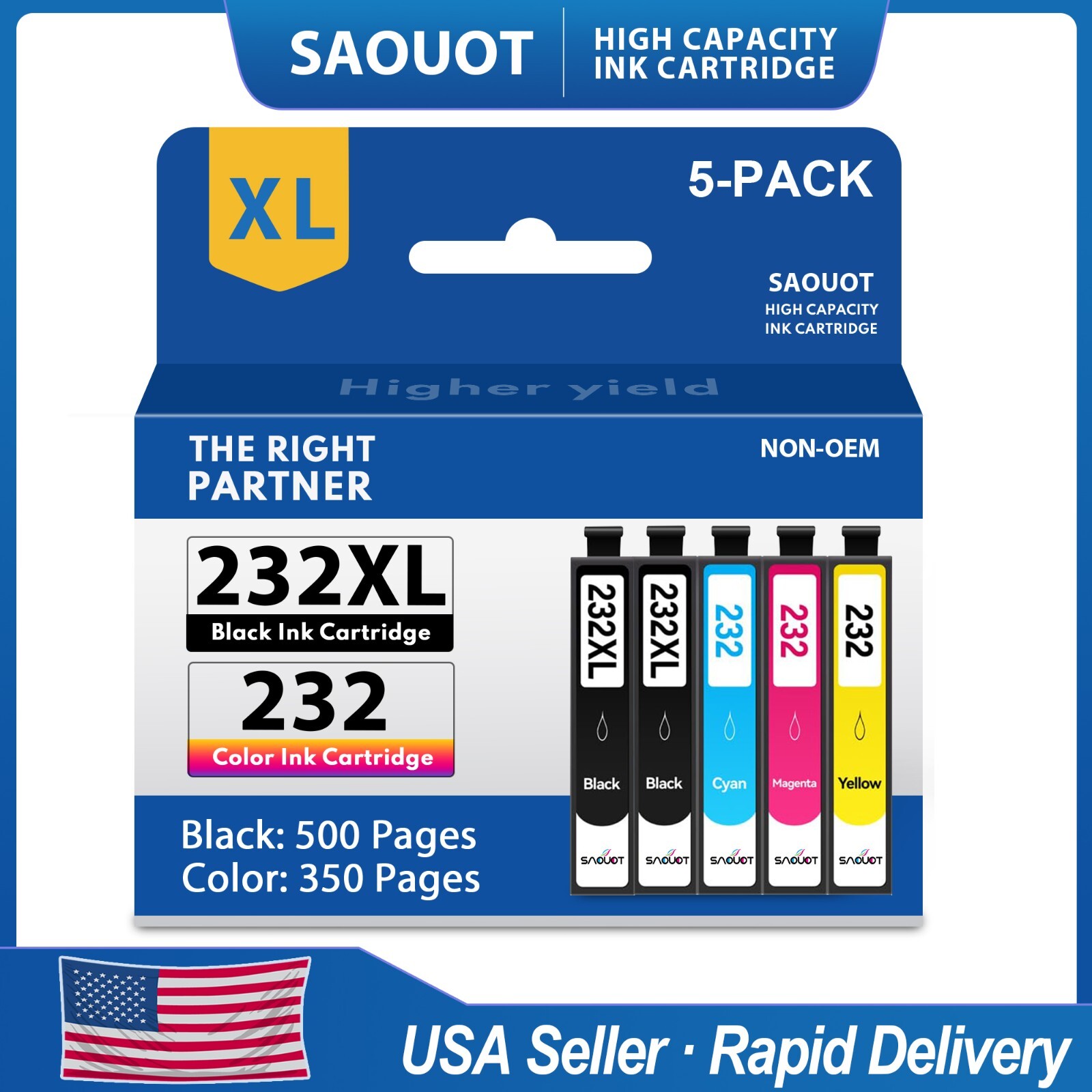 232XL 232 XL T232XL Ink Cartridges for Epson XP-4200 XP-4205 WF-2930 WF-2950,5PK
