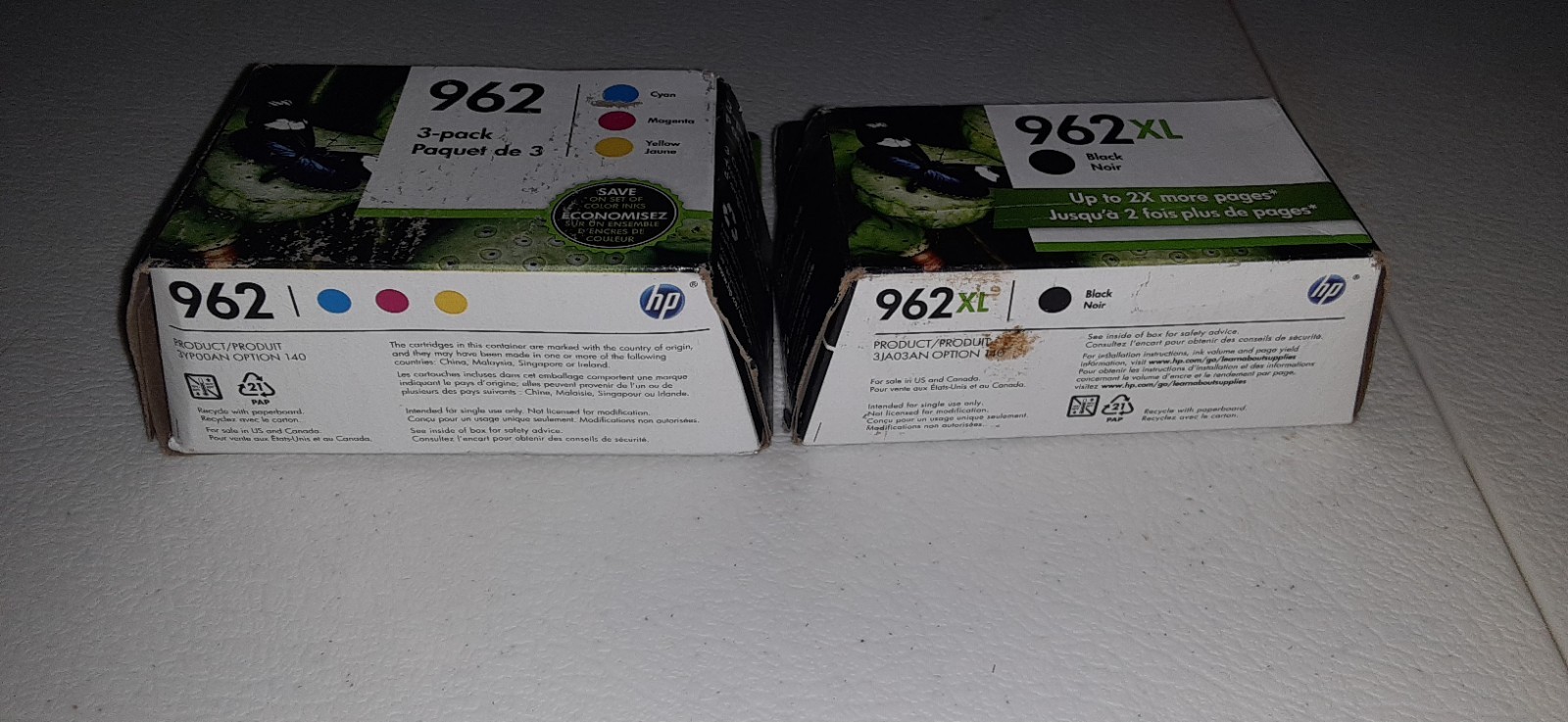 HP 962 Color Cartidge & HP 962XL Black Cartridge BRAND NEW EXPIRED 2021 & 2022