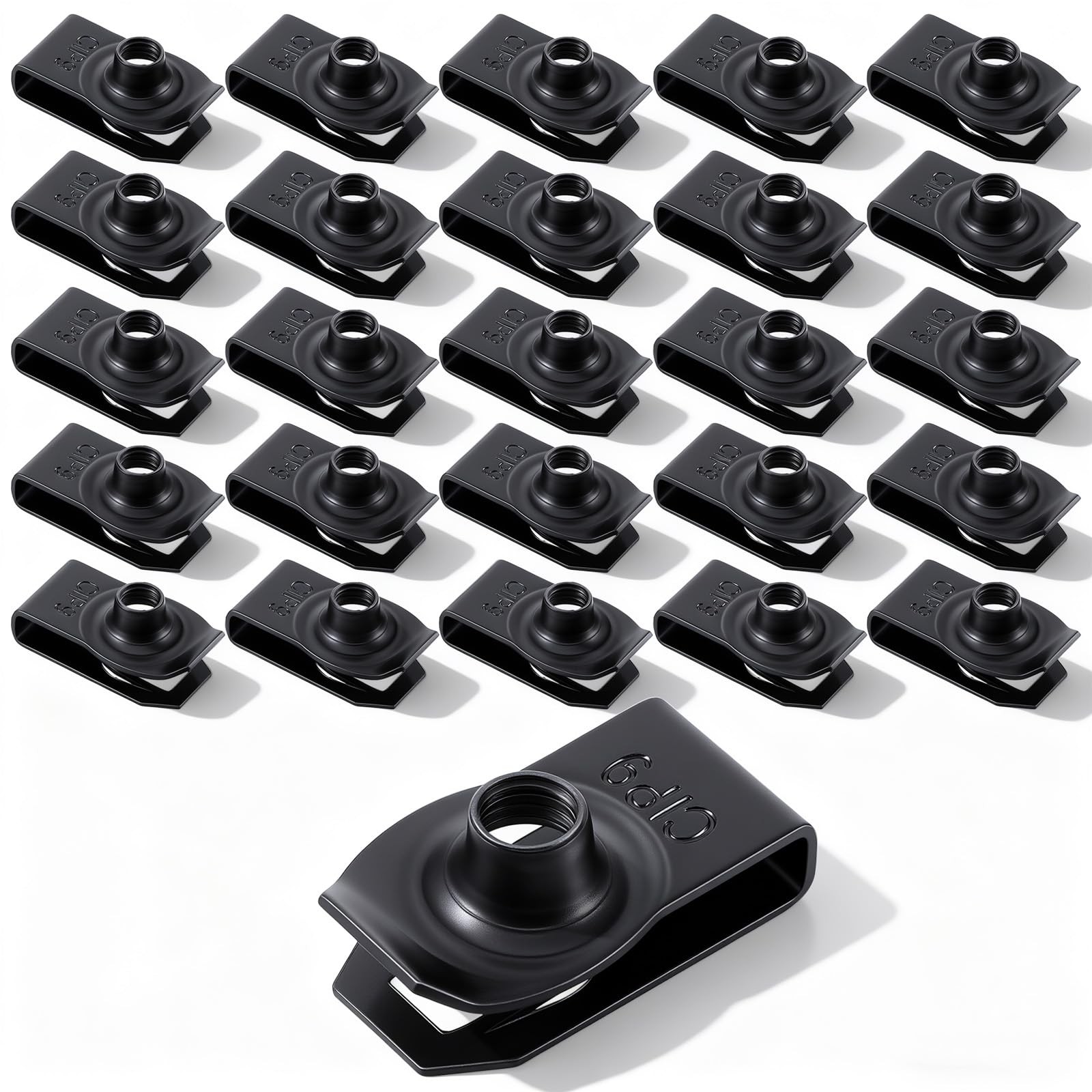 Molain 25 Pcs Extruded UType Nuts, M6 Bumper Fender U Clips Black Spring Nut …
