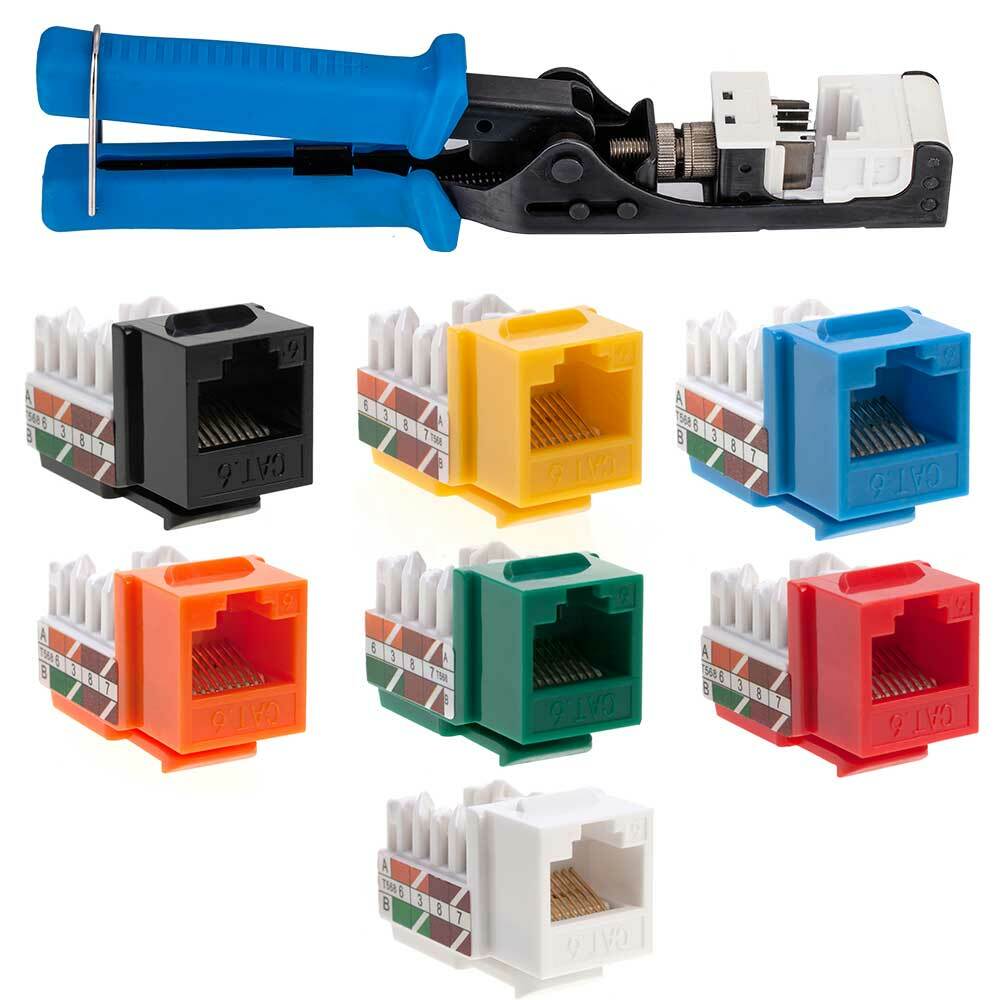 Cat6 Keystone Jack Network Ethernet 45 Degree RJ45 Tool Punch down Set lot