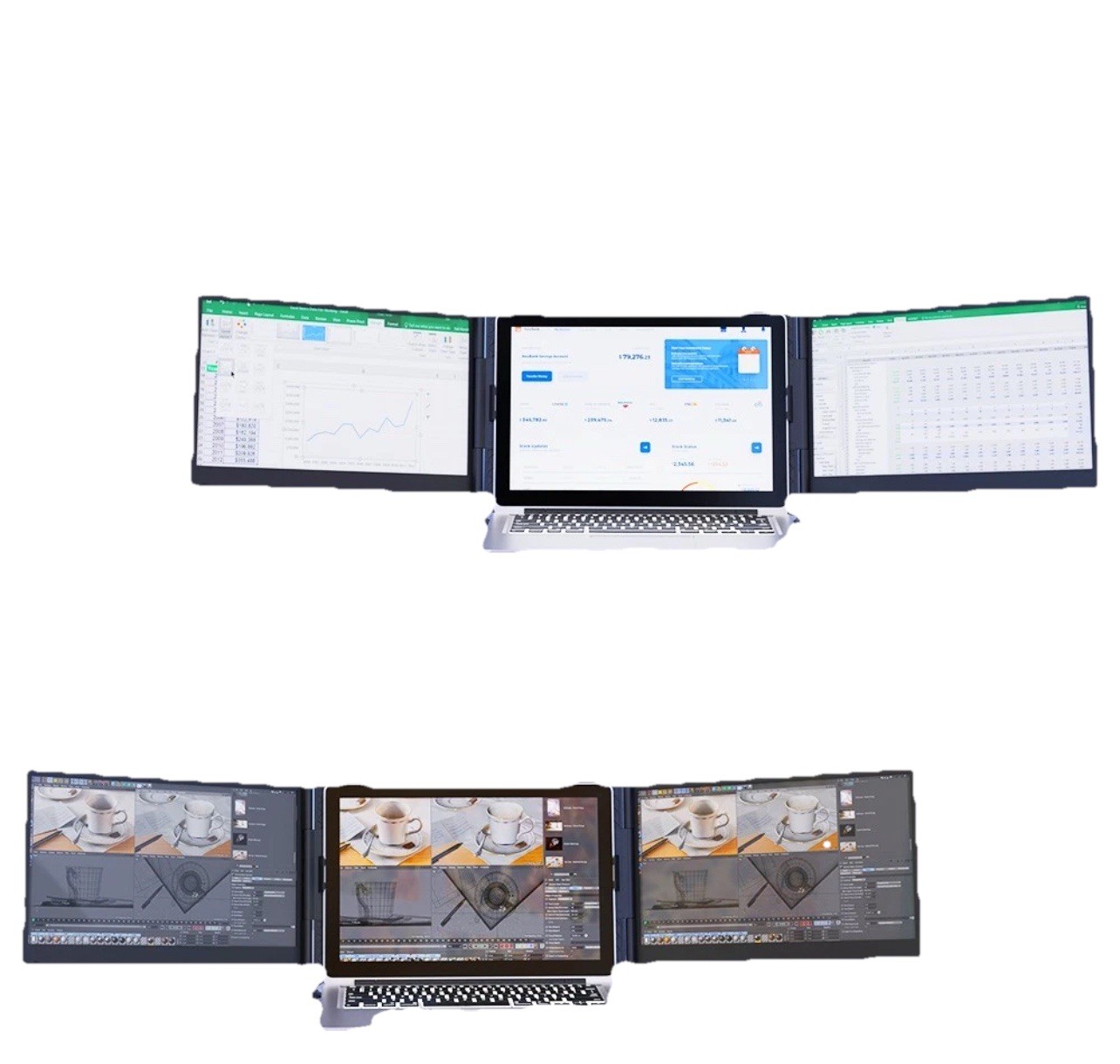 Hyangin S8 Pro Triple Monitor Portable Laptop Screen Extender Ultra Slim 1080P