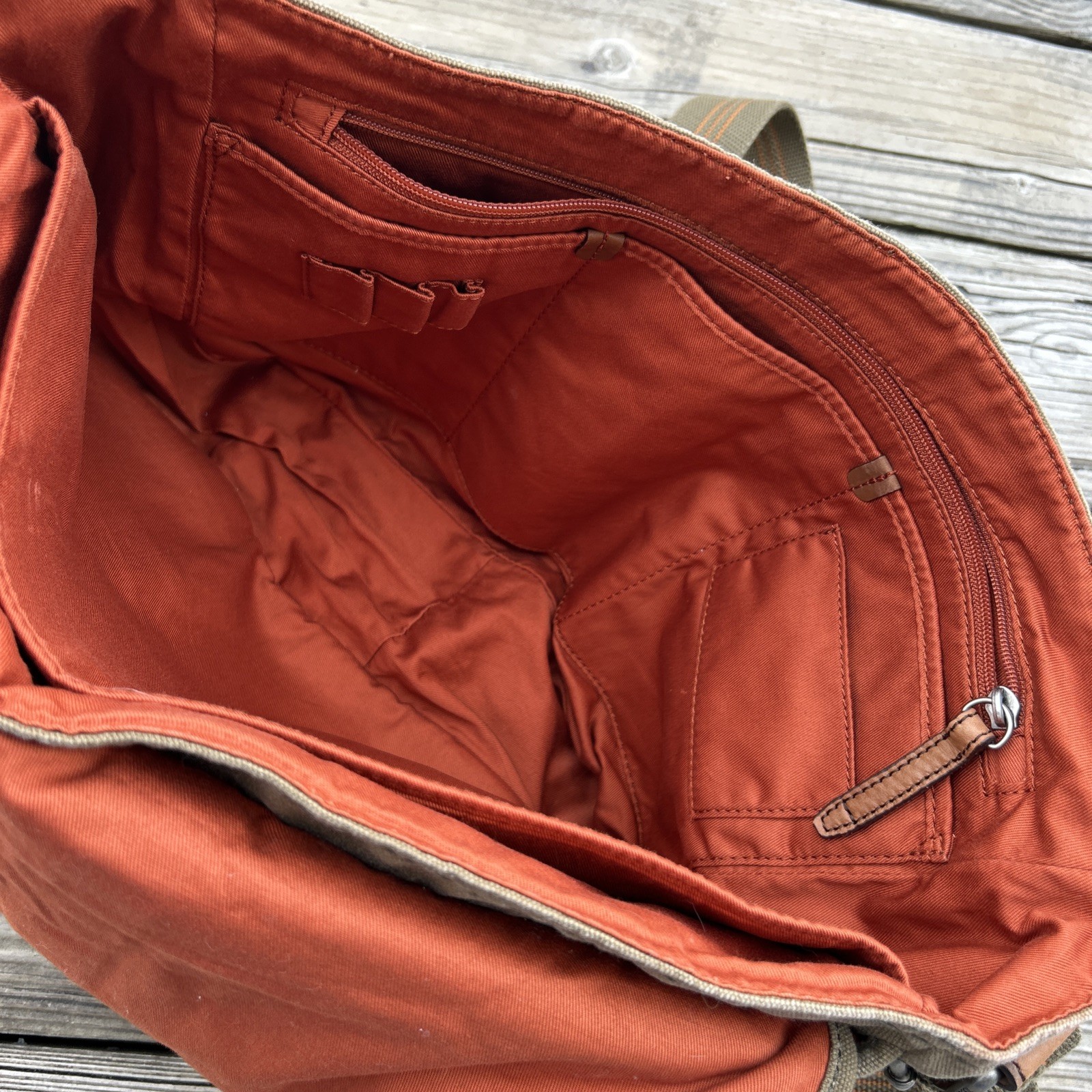 Vintage Fossil Canvas & Leather Messenger Bag Crossbody Laptop Computer Bag