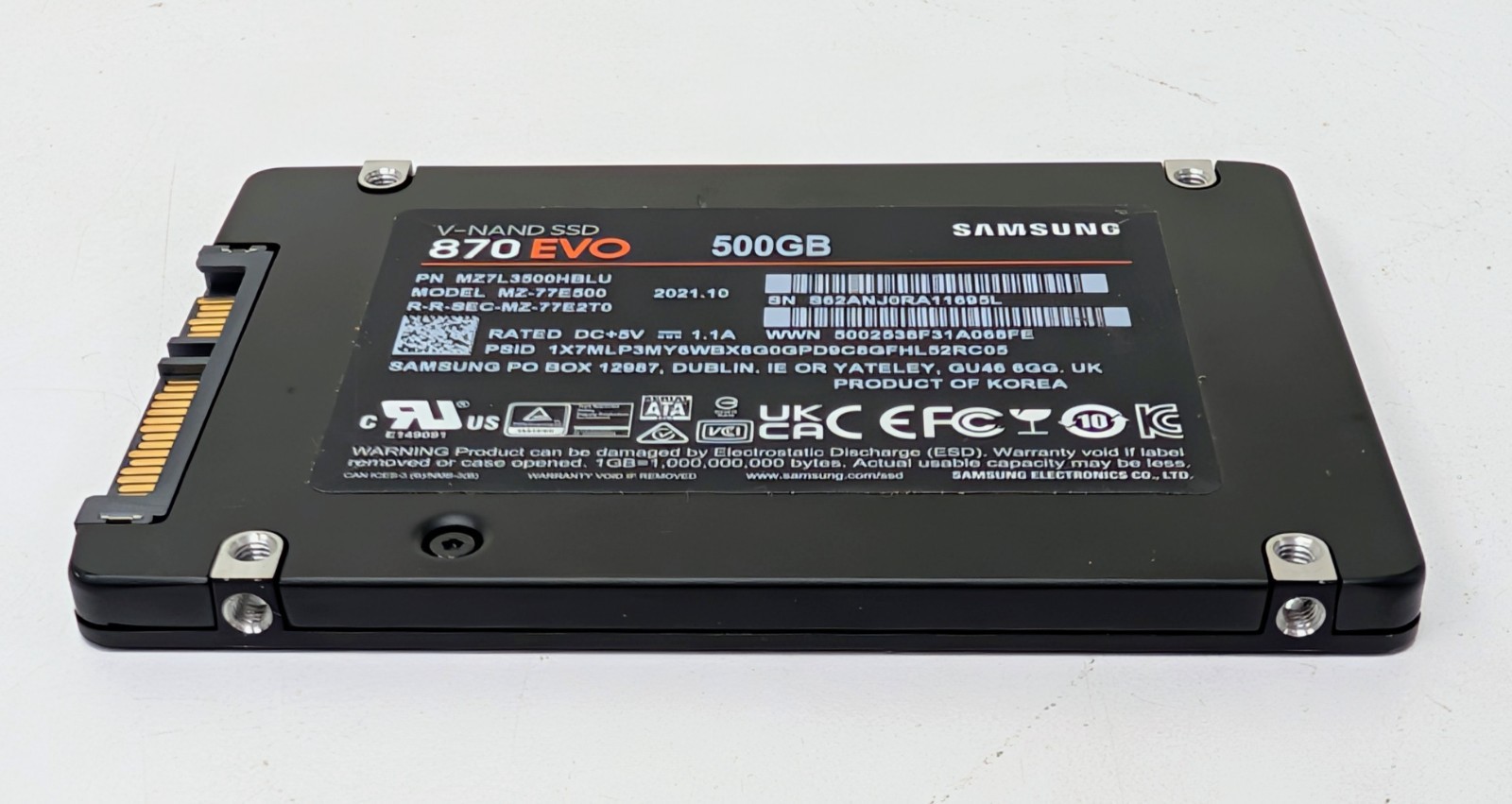 Samsung 870 EVO 500GB SATA III 2.5″ SSD 97%+ Health! MZ-77E500 Tested
