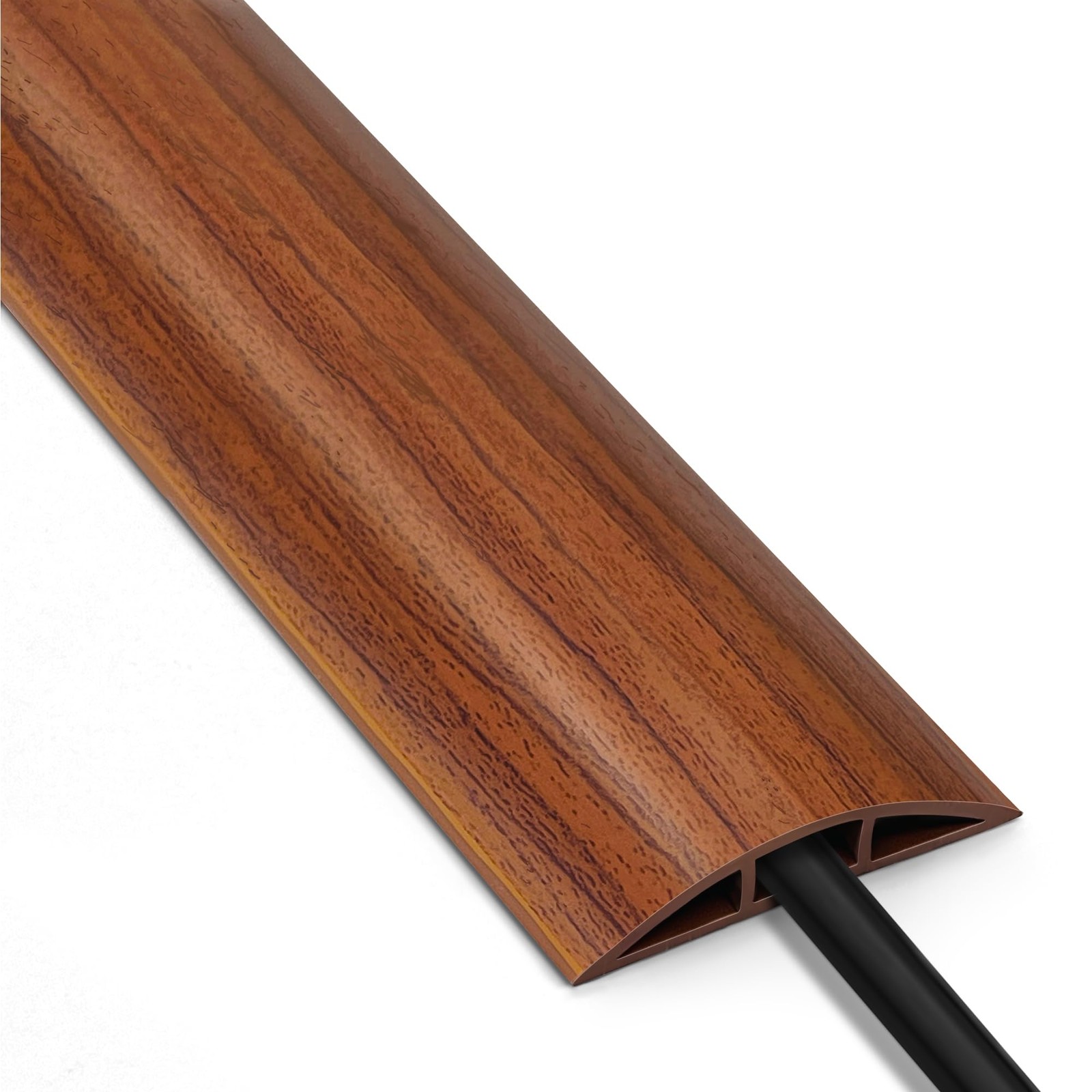 8ft Walnut Wood Cable Cover Floor, LZEOY Extension Cord Cover, Wire Cover for…