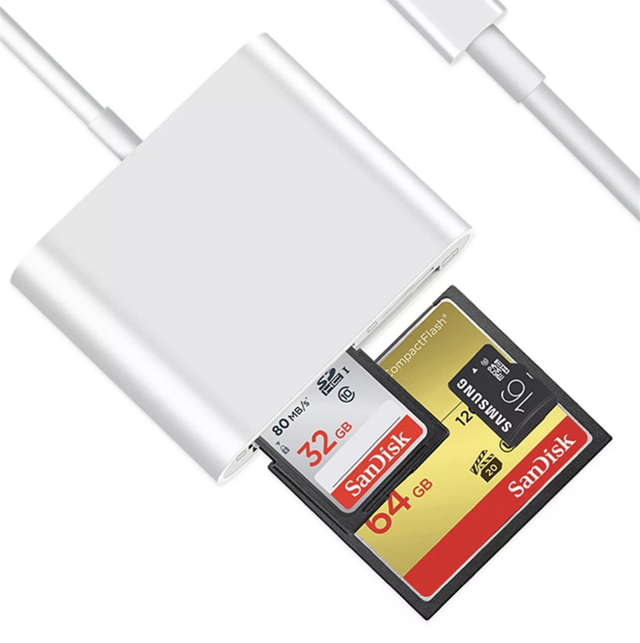 CF SD Card Reader USB Compact Flash Card Reader 3-Slot Memory Card – A0048