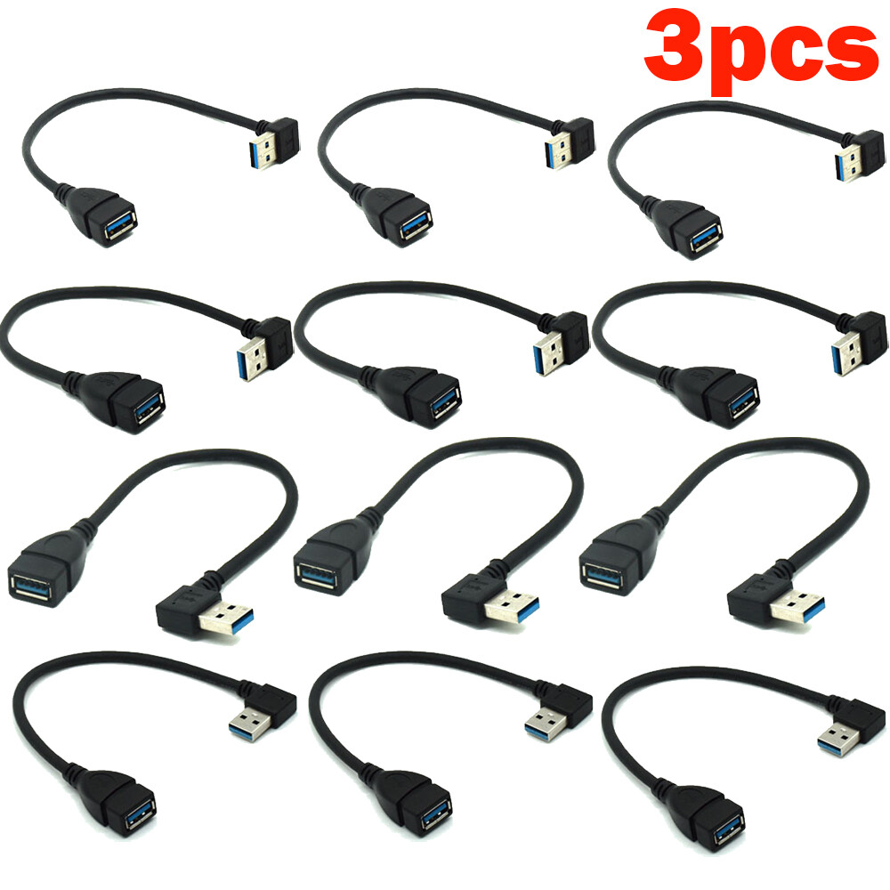 USB 3.0 Angle 90 Degree Extension Cable Male to Female Adapter Cord Data Sync 3x