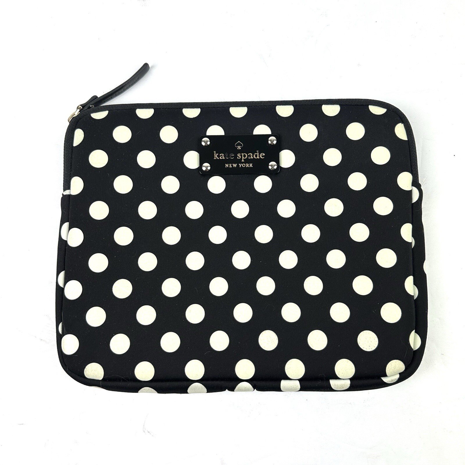 Kate Spade Mini Tablet Holder Sleeve Pouch Neoprene Black White Polka Dot Case
