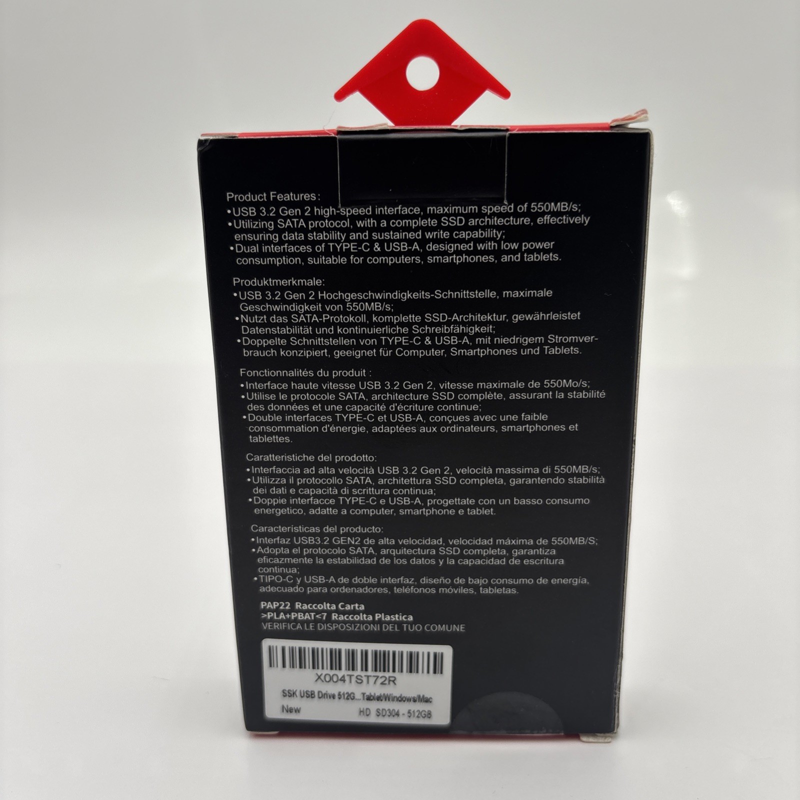 SSK SD304 USB 3.2 GEN2 Up to 550MB/s SSD Drive 512GB Black NEW SEALED