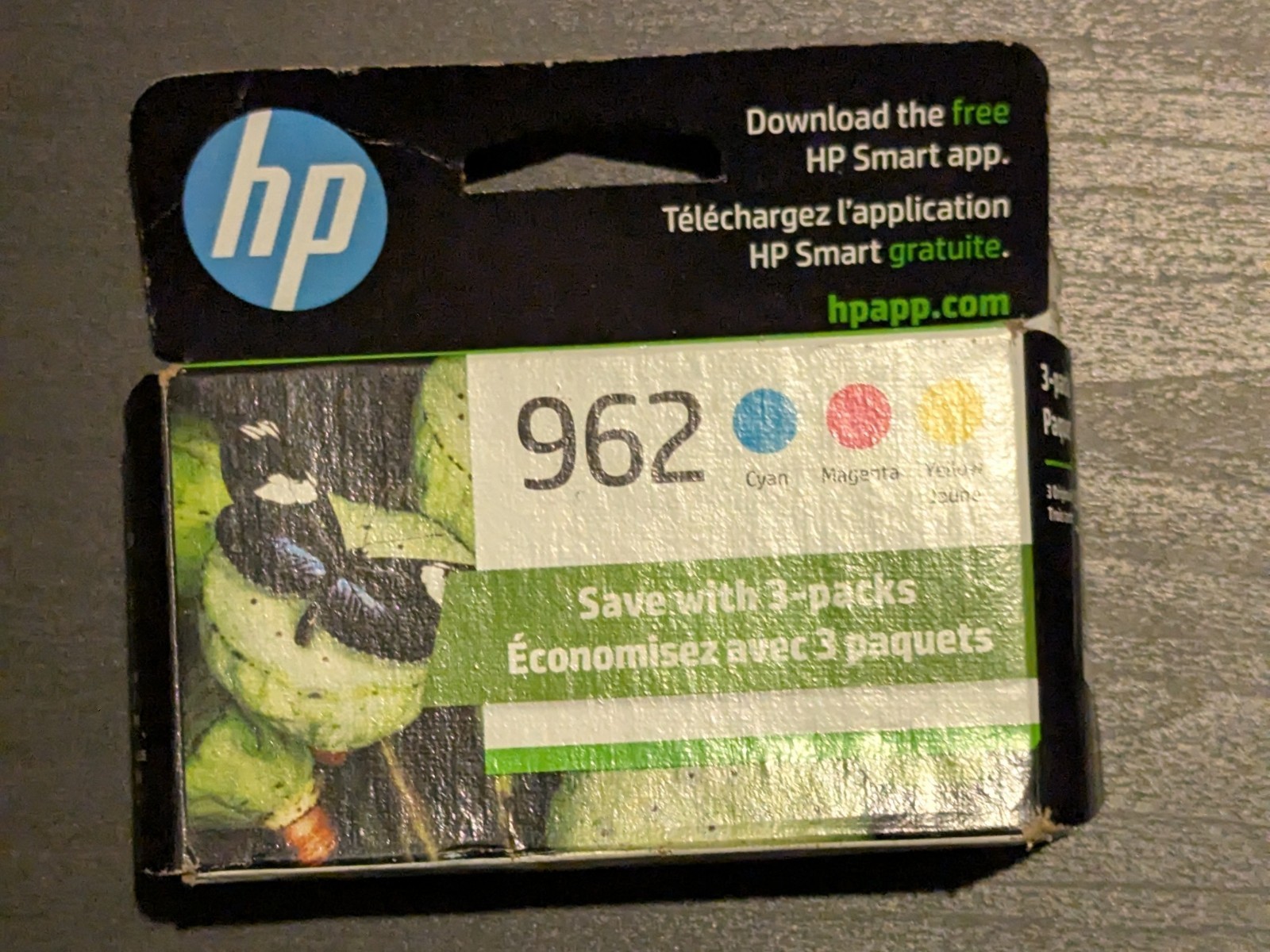 HP 962 Tri-Color Ink Cartridge Cyan Magenta Yellow EXP 2022+