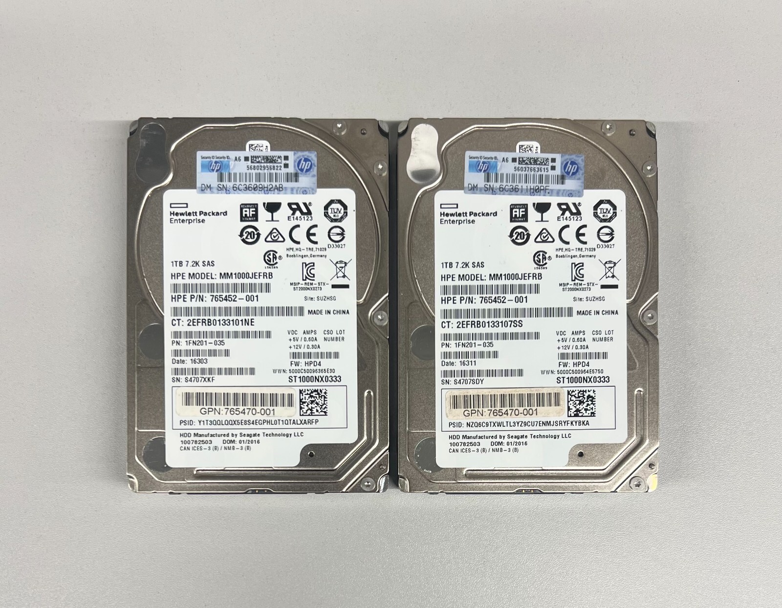 LOT OF 2x MM1000JEFRB HP SEAGATE 1TB 12G SAS 7.2K 2.5″ SFF HDD HARD DRIVE