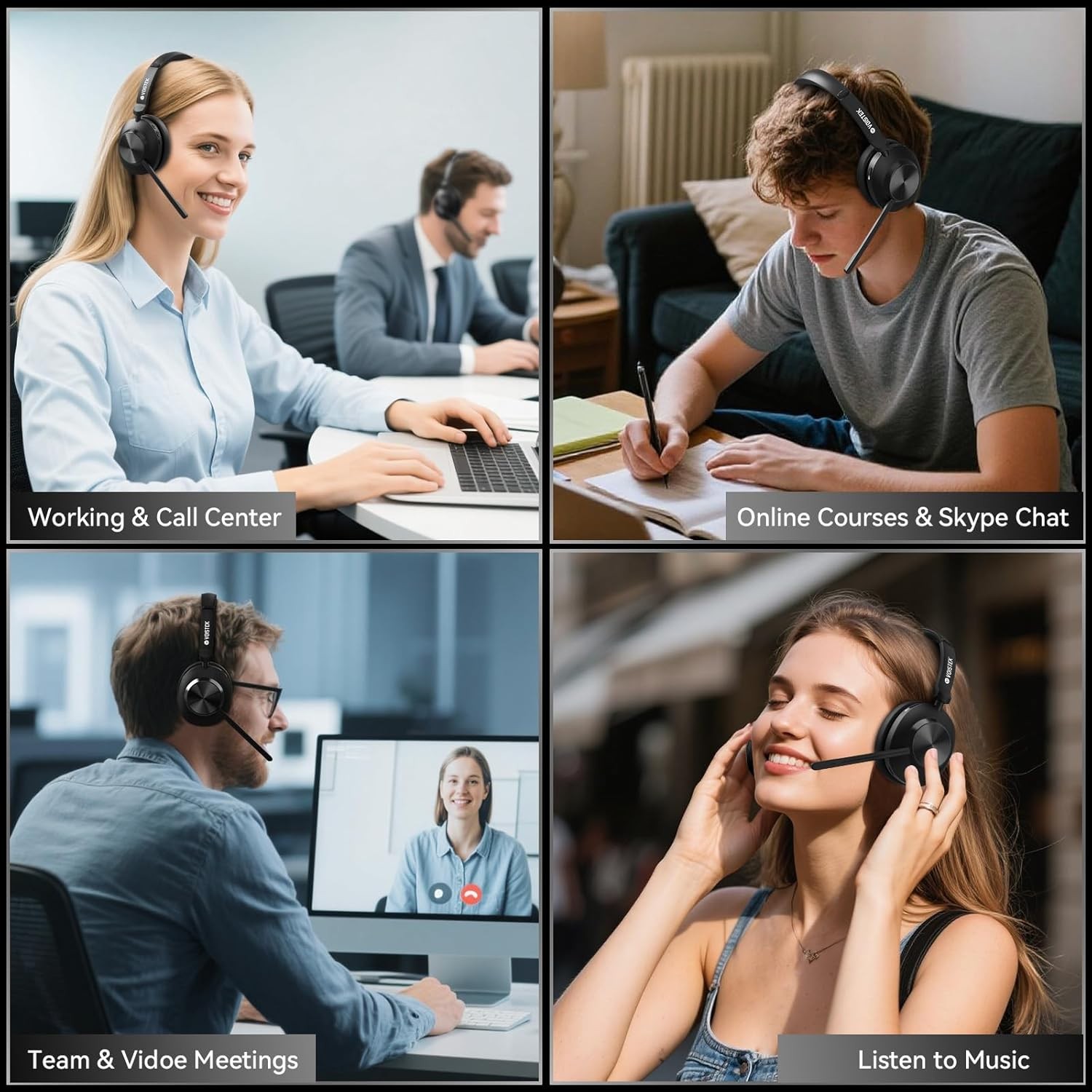 Bluetooth Headset with USB-dongle Microphone Wireless Headphone for PC/Phones