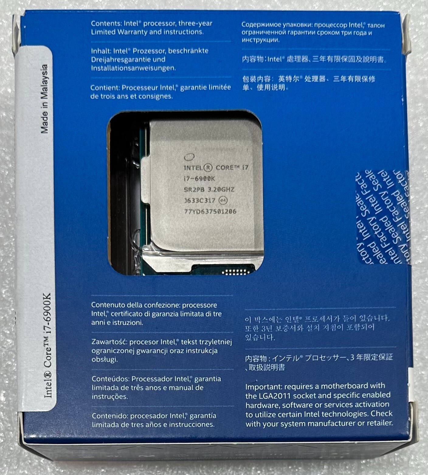 Intel BX80671I76900K SR2PB Core i7-6900K Processor 20M Cache,3.70 GHz NEW RETAIL