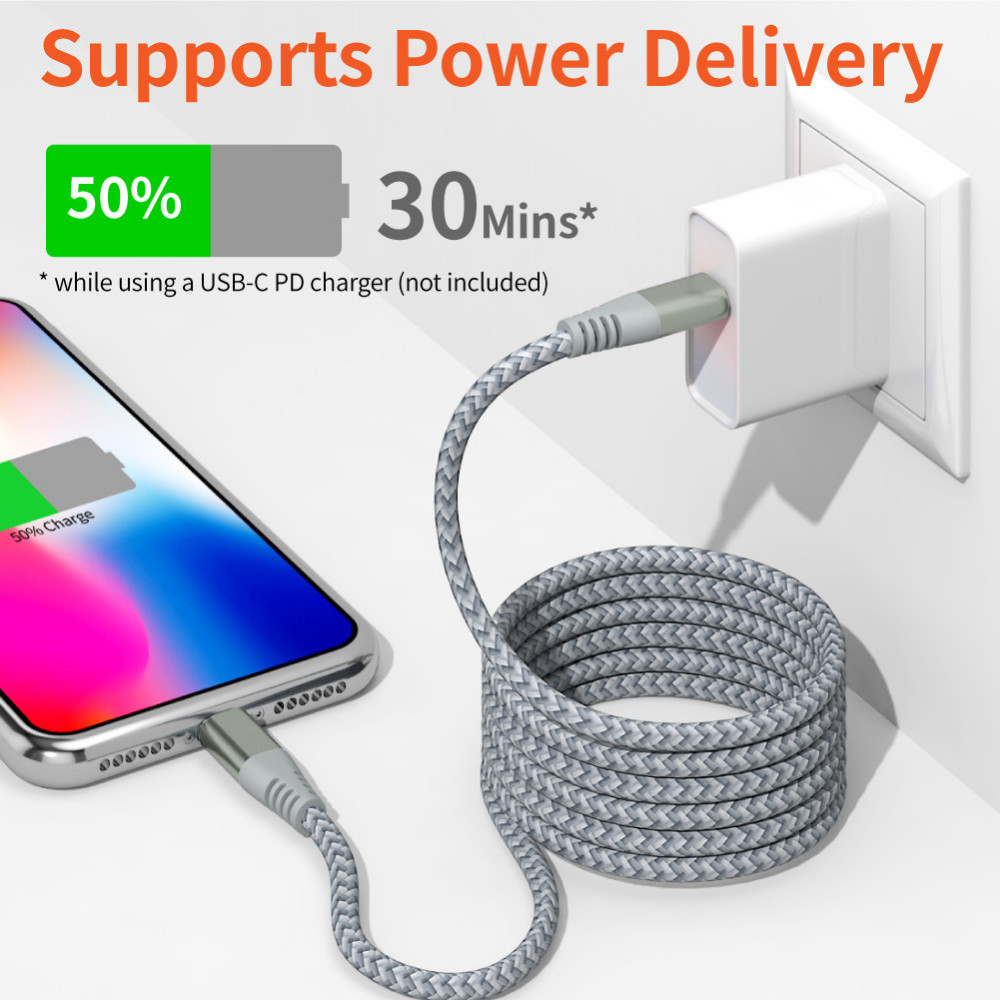 6/10FT USB to Type-C Charger Cable PD Fast Charging Cord for iPhone 14 13 12 11
