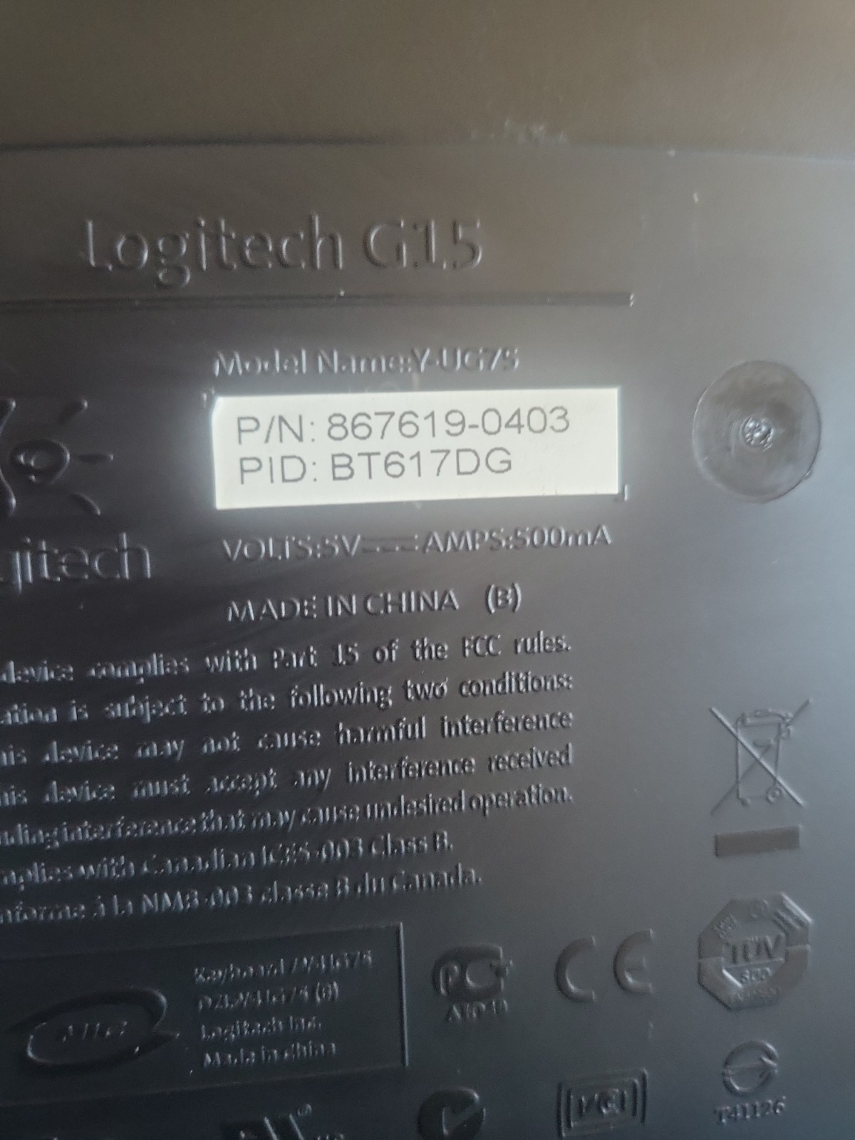 Logitech G15 Gaming Keyboard Y-UG75Wired USB Illuminated Screen Tested Works