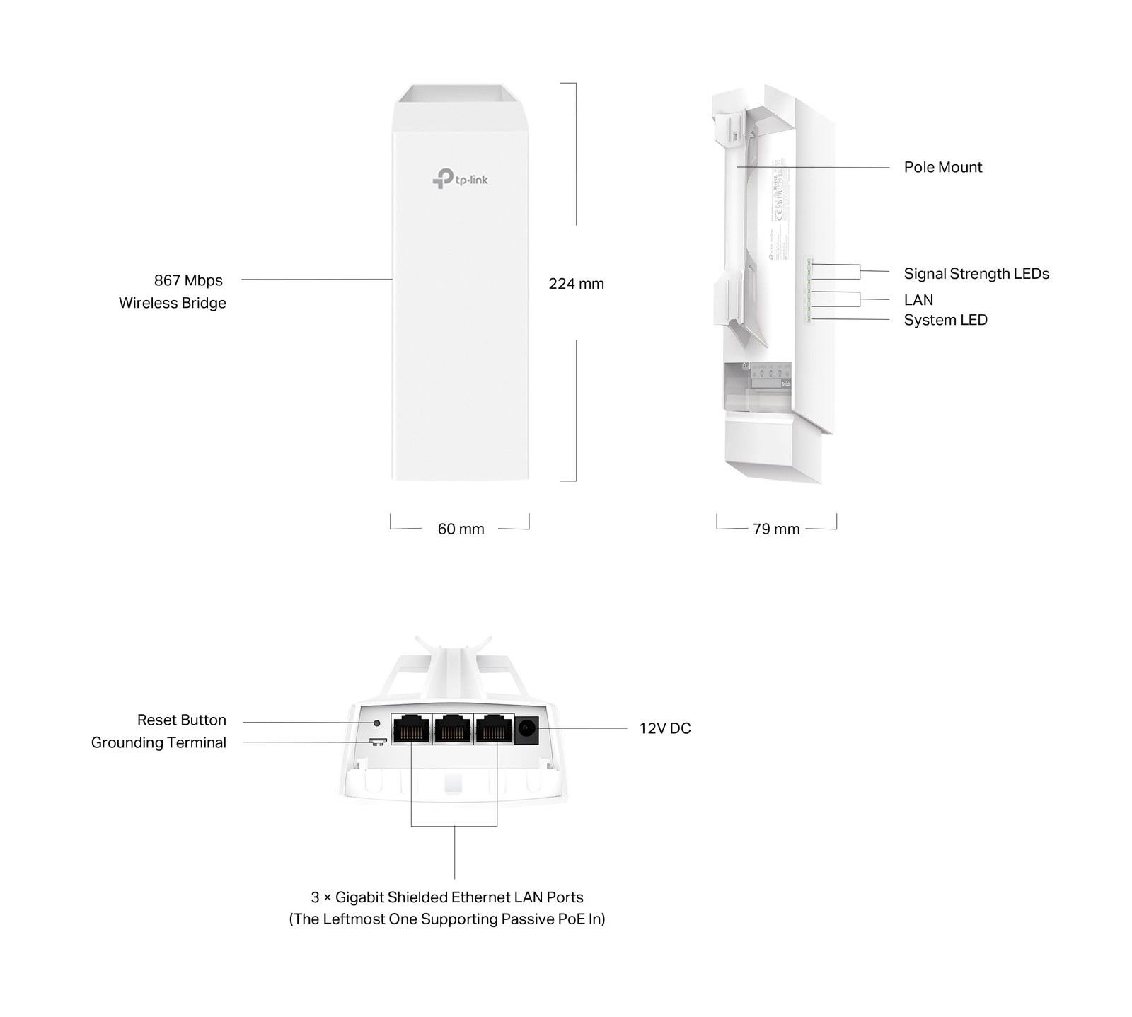 TP-Link OMADA Wireless Bridge 5 GHZ 867 MBPS Indoor/Outdoor Access Point