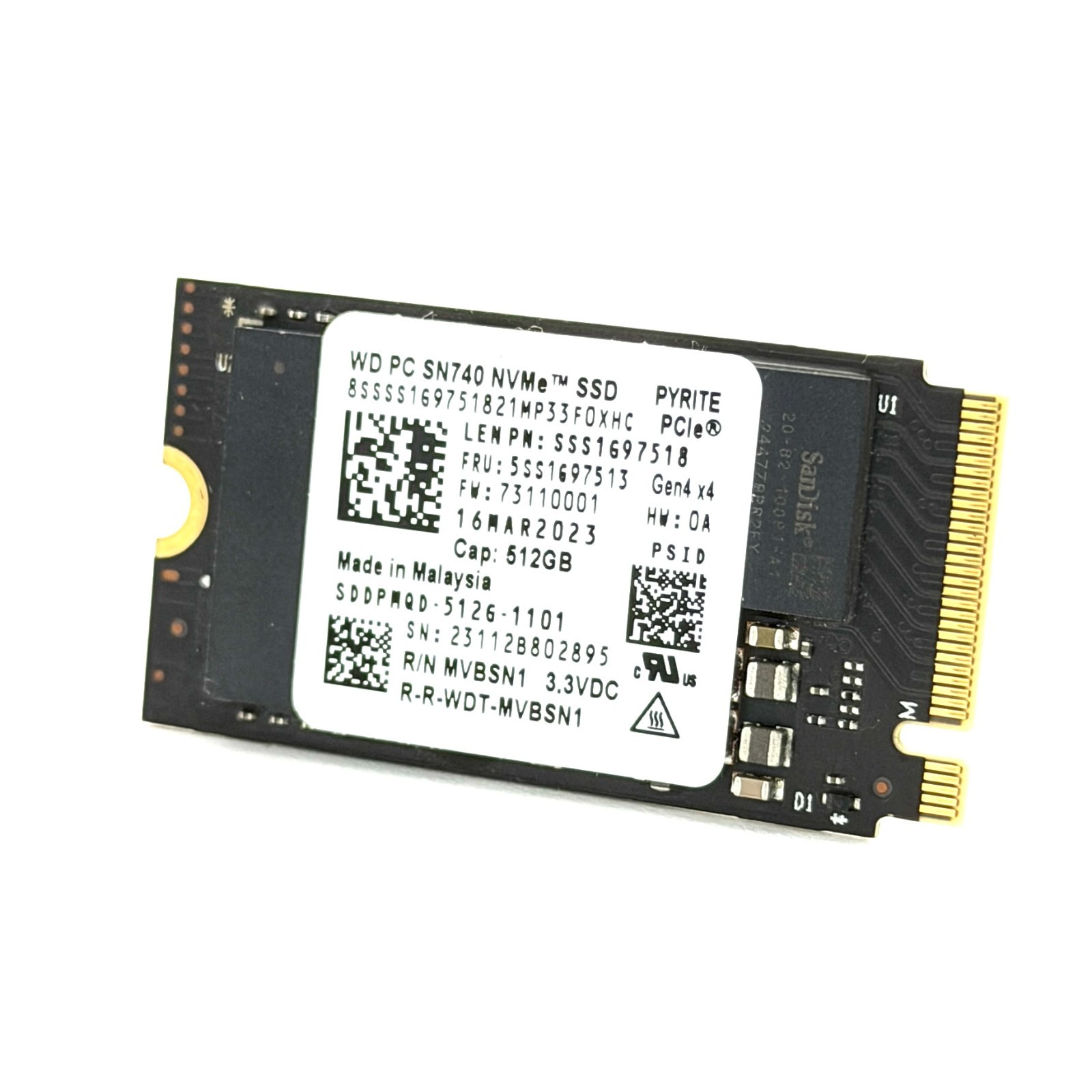 512GB M.2 PCIE NVME 2242 SSD Solid State Drive Major Brand Samsung, WD, LiteON