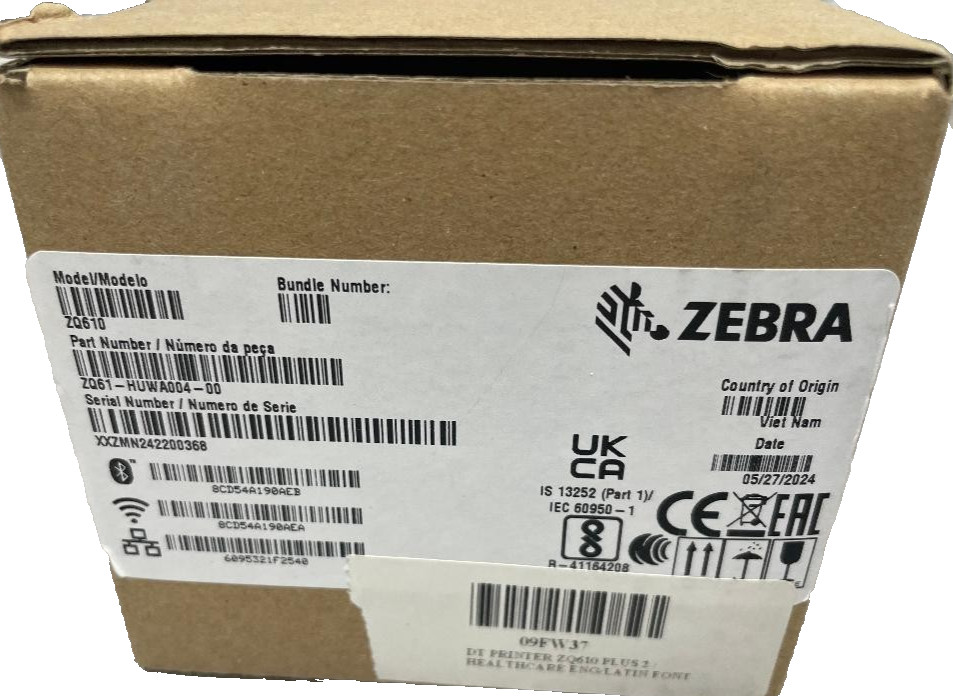 NEW ZEBRA ZQ610 ZQ61-HUWA004-00 PORTABLE THERMAL PRINTER BATTERY WIFI BLUETOOTH