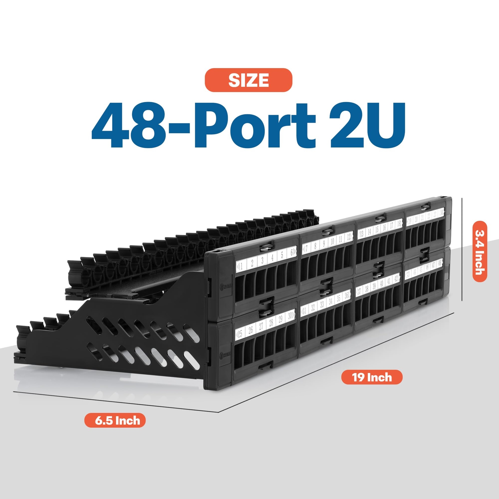 48 Port Keystone Patch Panel 1-Pack – Use with Slim Profile Keystones ONLY Wi…