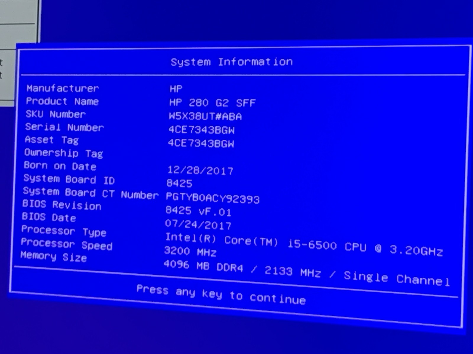 HP 280 G2 SFF Core i5-6500 3.2GHz 4GB RAM 500GB HDD NO OS Fair
