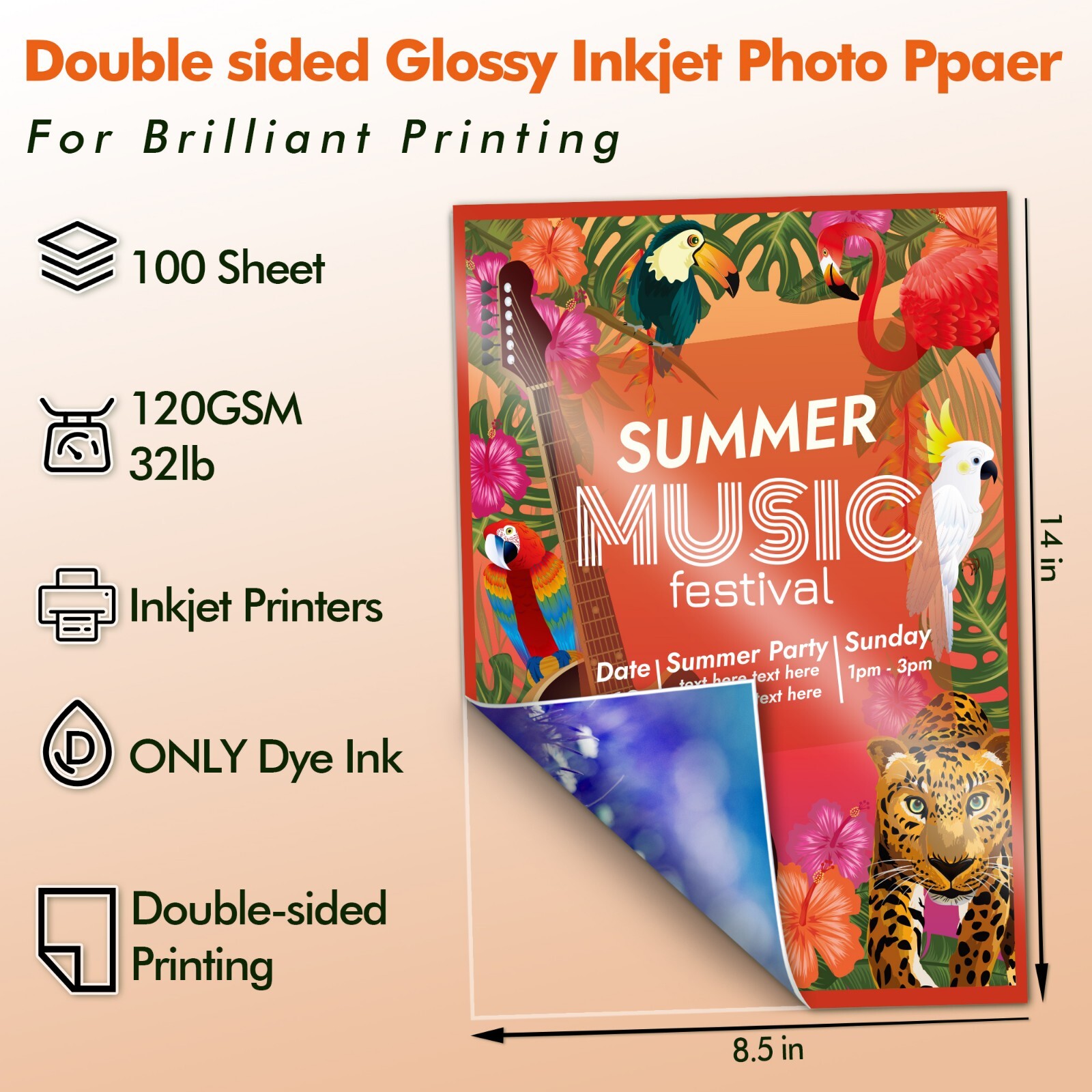 Koala Double Sided Glossy Photo Paper 32lb 8.5×14 Brochure Paper Inkjet Printer