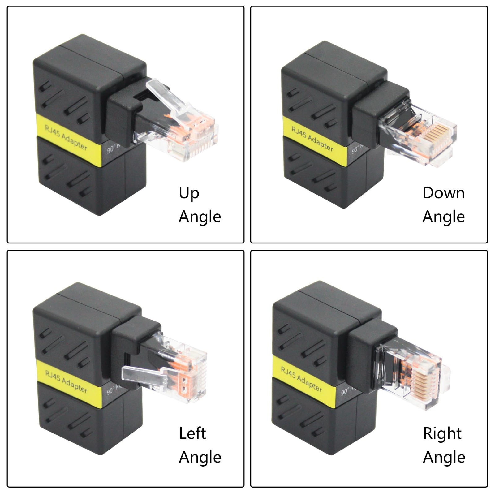 90 Degree Cat 6 Ethernet Extender Adapter 180 Rotated RJ45 Male Female 2 PCS