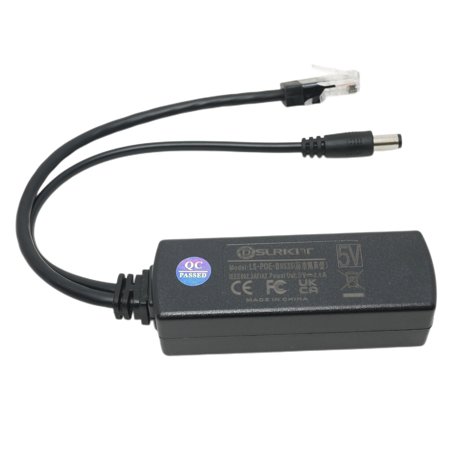 5.5×2.1mm DC 5V 2.4A Active PoE Splitter Power Over Ethernet 802.3af