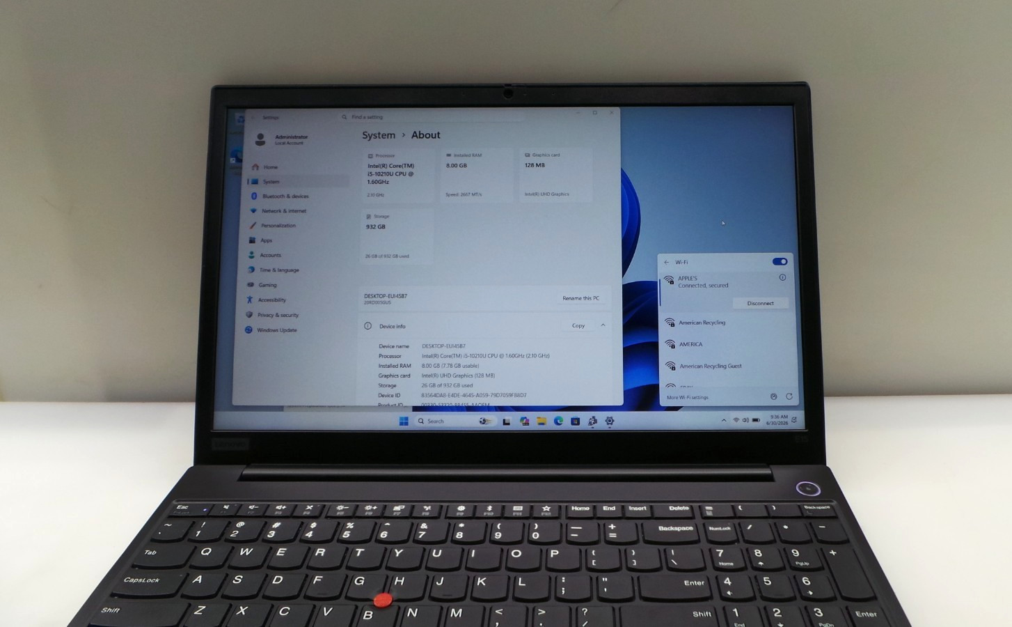 Lenovo ThinkPad E15 | 15.6” | i5-10210U 1.60GHz | 8GB RAM 1TB HDD | WIN 11 PRO