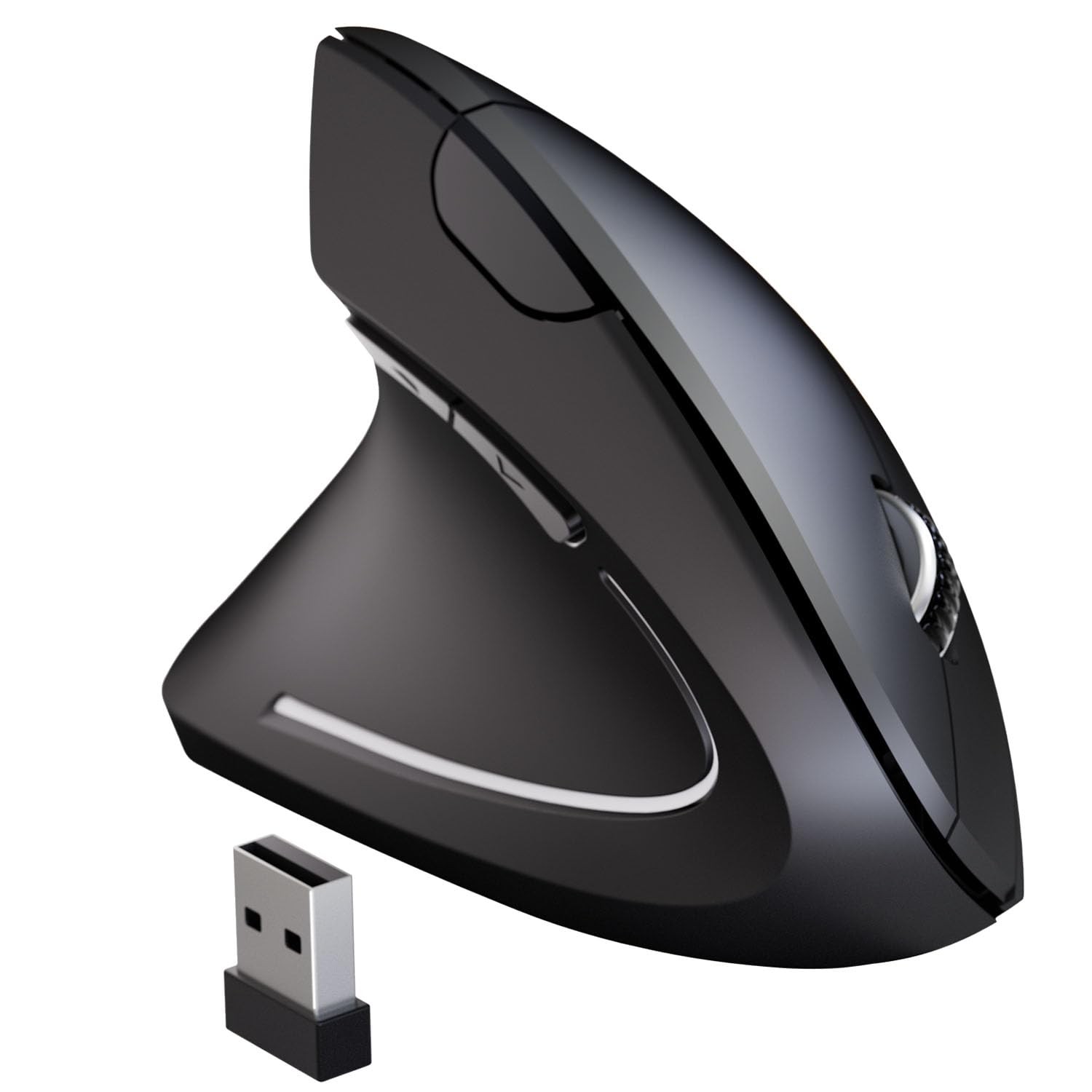 Left Handed Ergonomic Vertical Mouse 2.4G USB Wireless 800/1200/1600 DPI Black