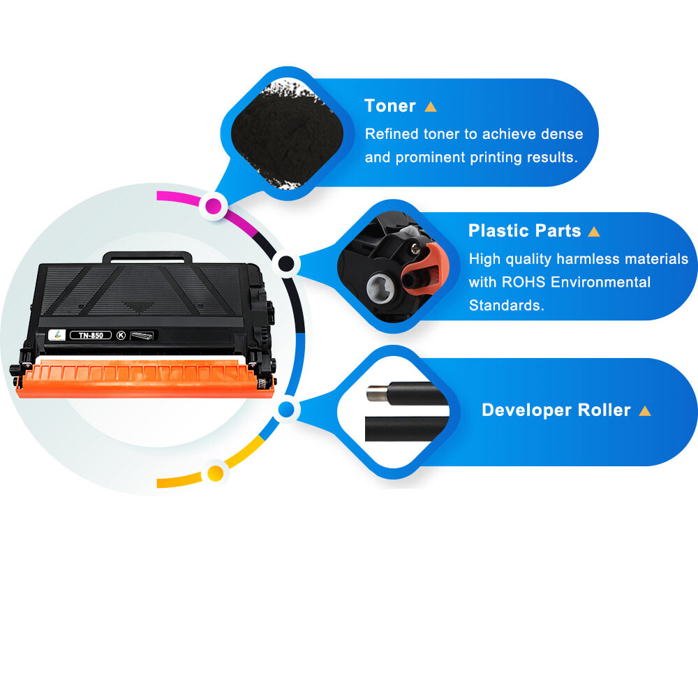2 PK TN-850 For Brother TN-850 Black Toner Cartridge For DCP-L5500DN DCP-L5600DN