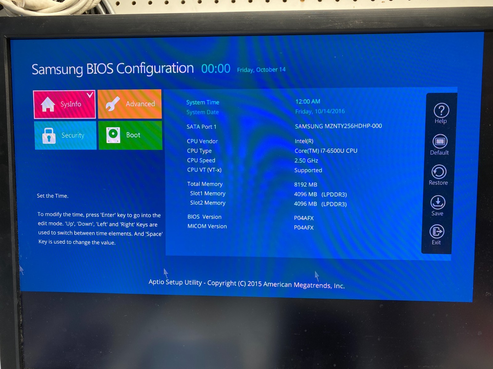 Samsung NP900X5L, Intel(R) Core(TM) i7-6500U CPU 2.50GHz 8gb RAM NO HARDRIVE