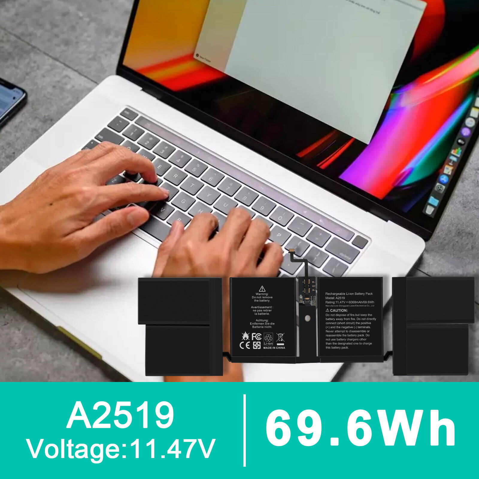 ✅A2519 Battery For Apple MacBook Pro 14″ A2442 M1 2021 Year MKGR3LL/A EMC 3650