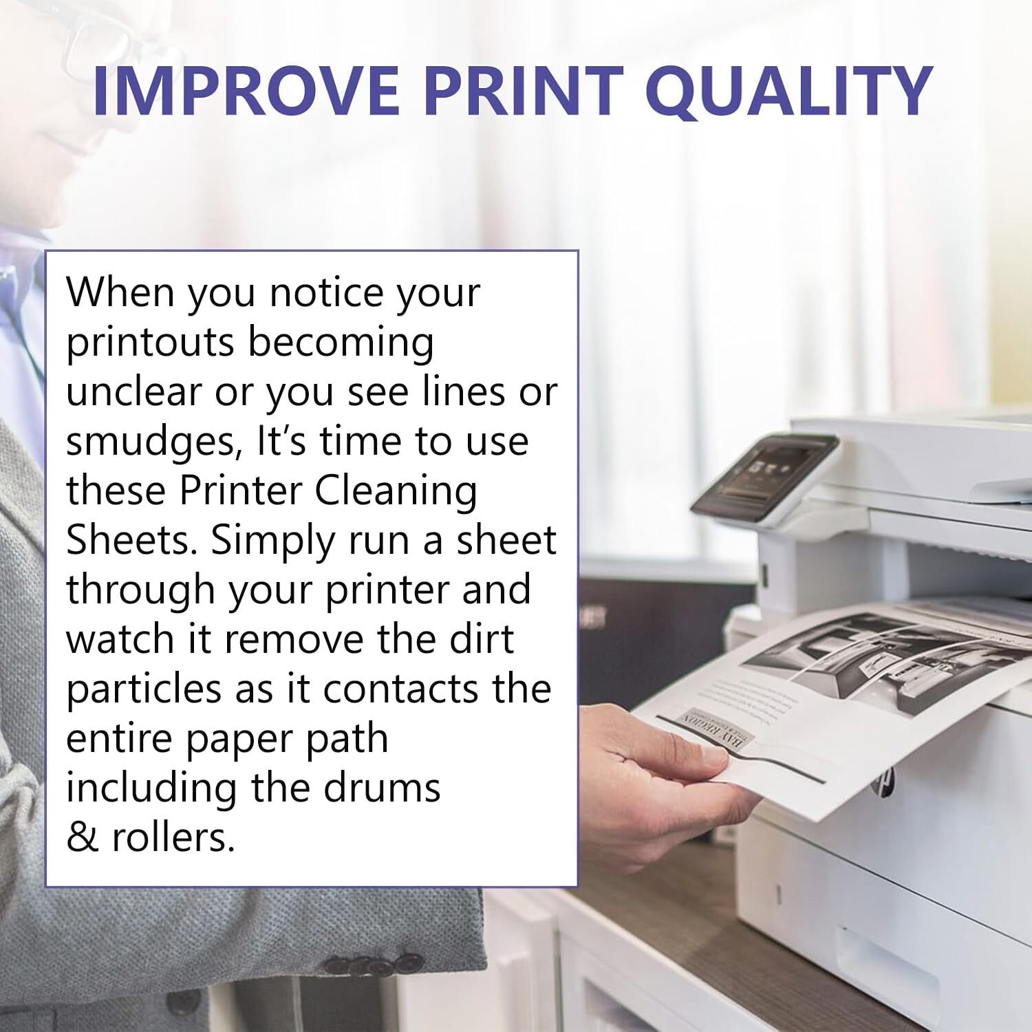 Printer Cleaning Sheets 8.5 x 11 Inches Reusable USA Made Bulk Pack of 10