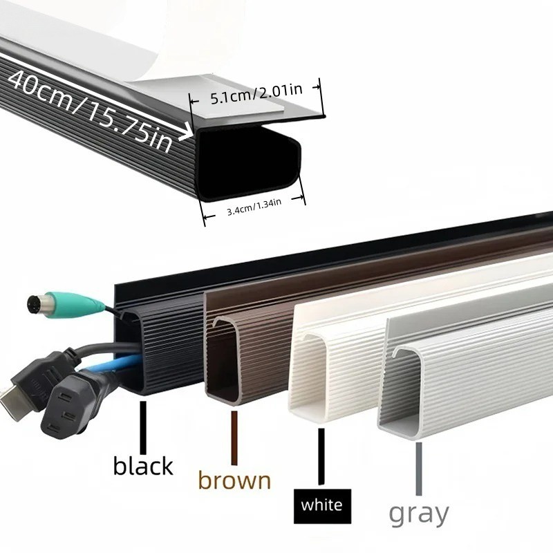 1pc PVC Desk Cable Tray Cable Management Under Desk Channel Cable Raceway 40cm