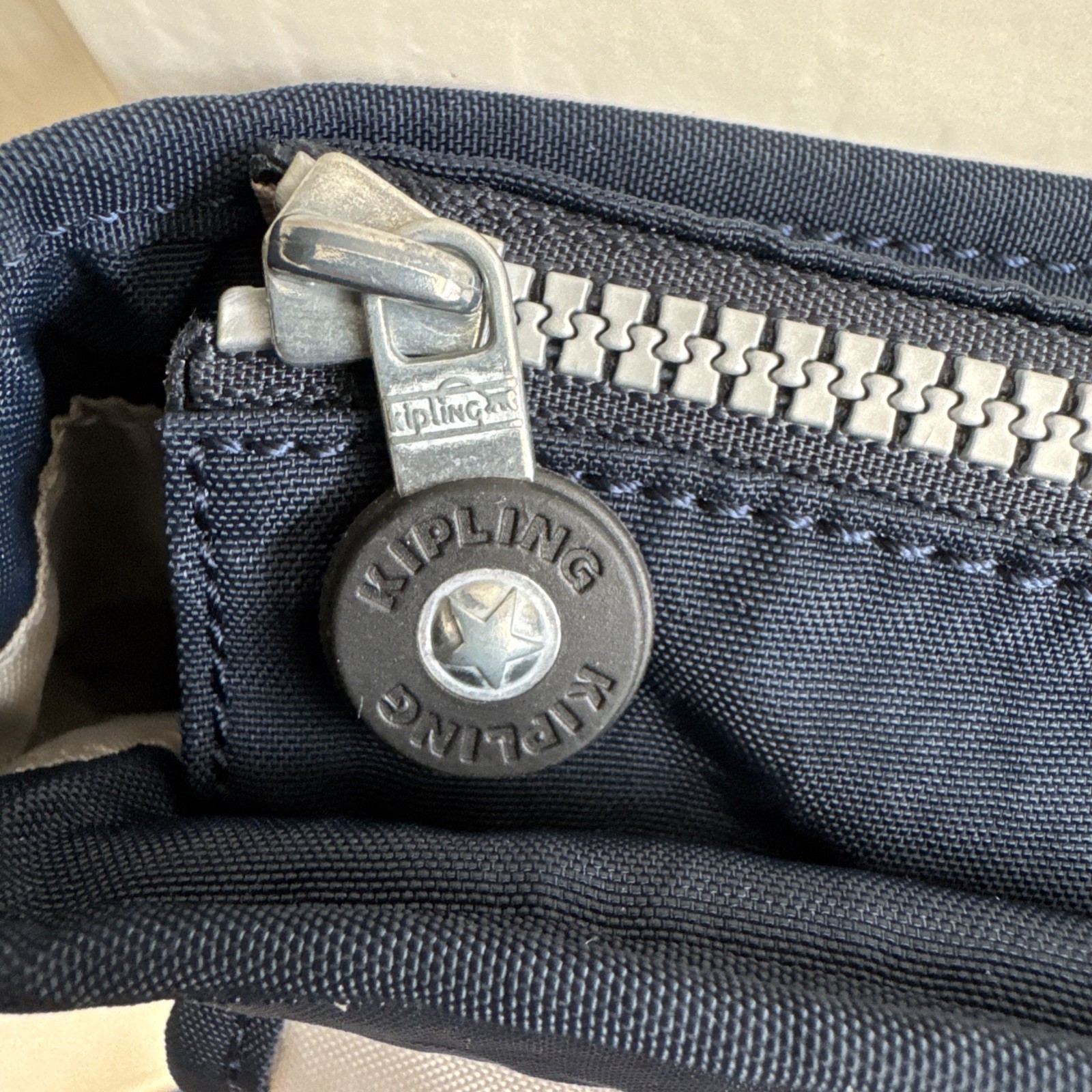 Kipling Nylon Messenger Bag Navy Blue Crossbody Laptop Travel Flap Monkey Charm