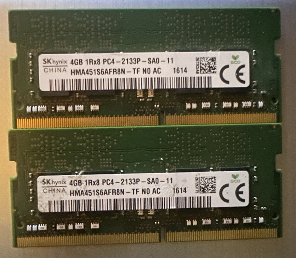 SK Hynix 8GB (2x4GB) 1Rx8 DDR4 PC4-17000 PC4-2133P Laptop RAM HMA451S6AFR8N-TF