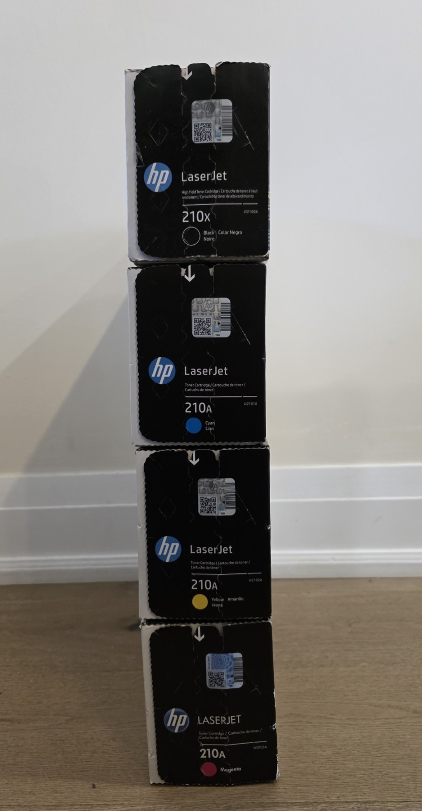 HP 210X Black High Yield, 210A Cyan/Magenta/Yellow Standard Yield Toner Set