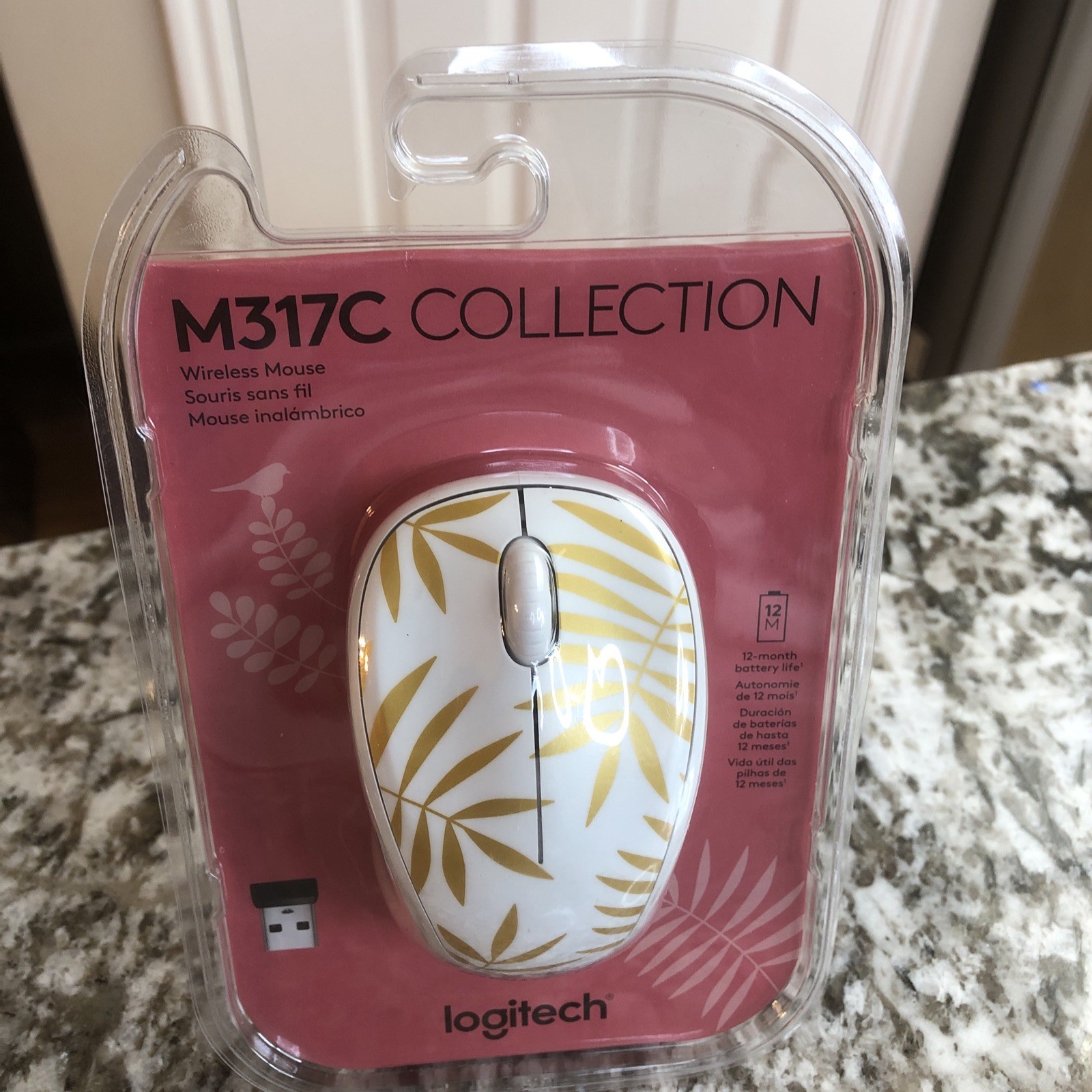 Logitech M317c Wireless Mouse Bamboo Dream Limited Edition USB Receiver PC Mac