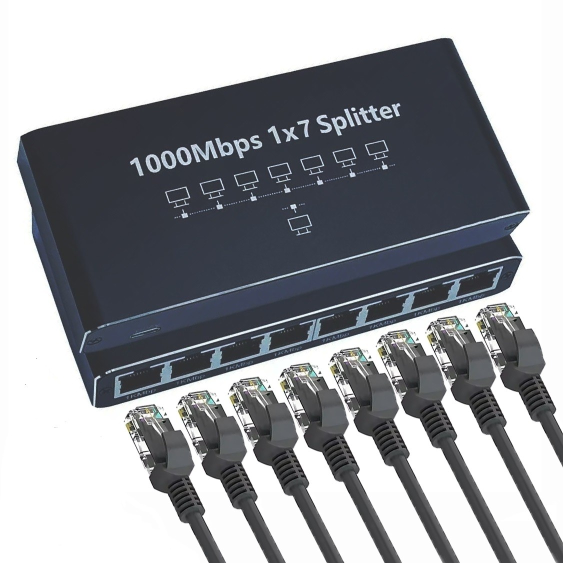 Ethernet Splitter 1 to 7 Ports 1000Mbps RJ45 Network Hub PC Laptop NS Router TV